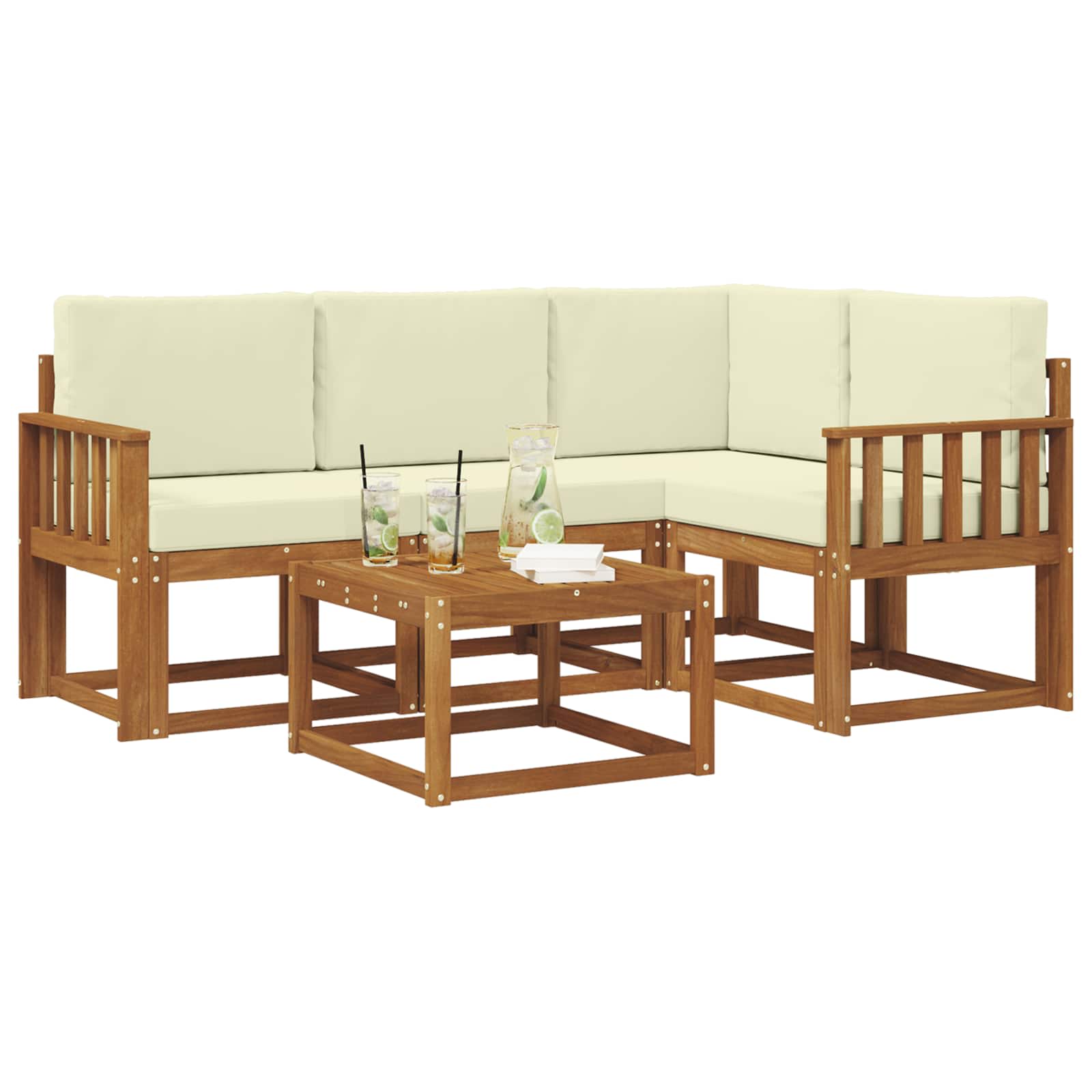 Set vanjskih sofa s jastukom 5 pcs Prirodna i krem