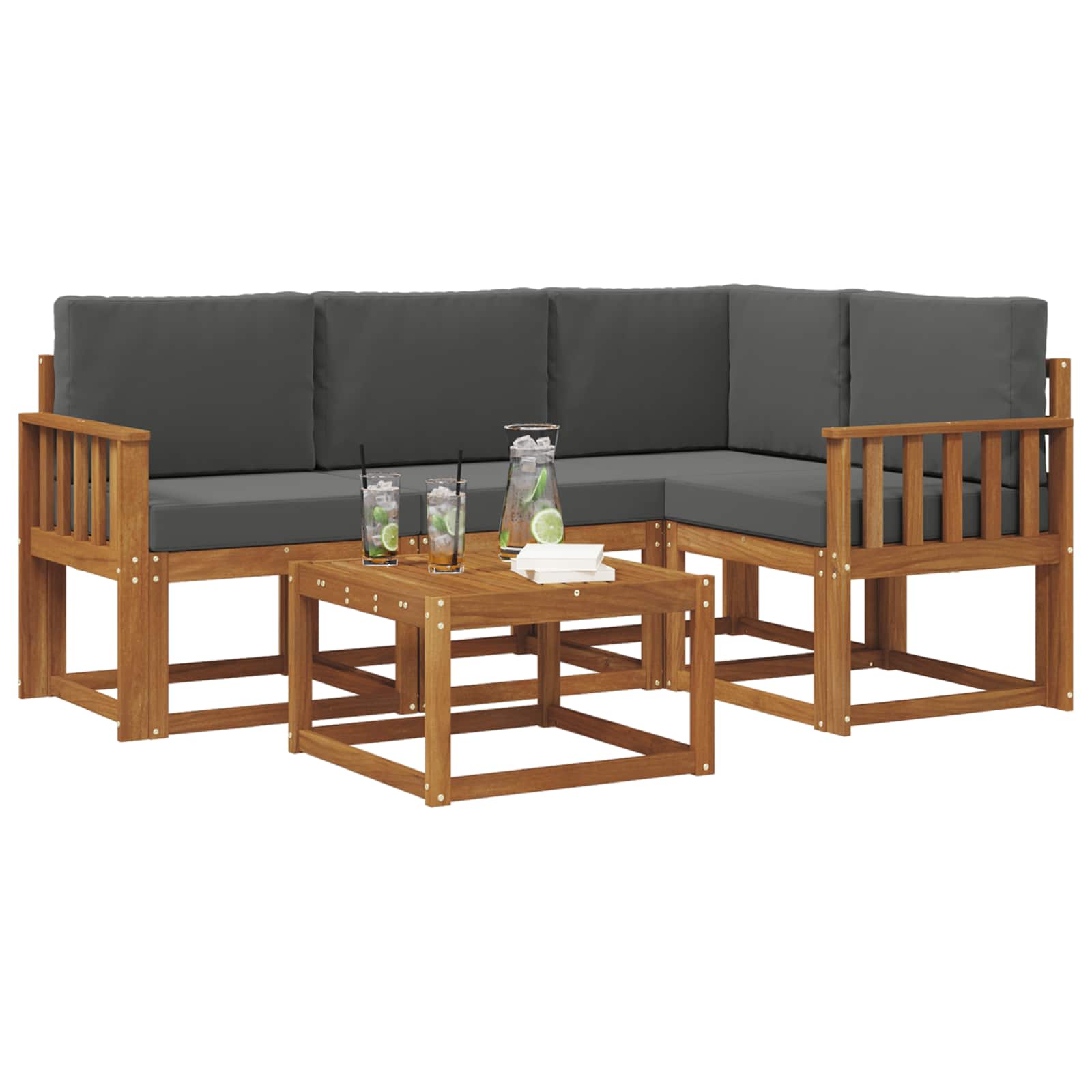 Set vanjskih sofa s jastukom 5 pcs Prirodna i antracit