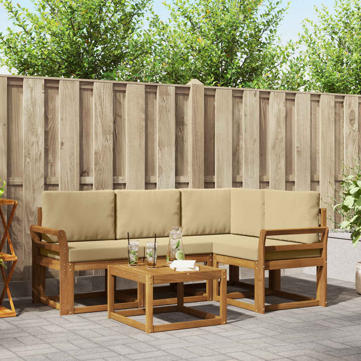 Set vanjskih sofa 5 kom. Prirodna i bež