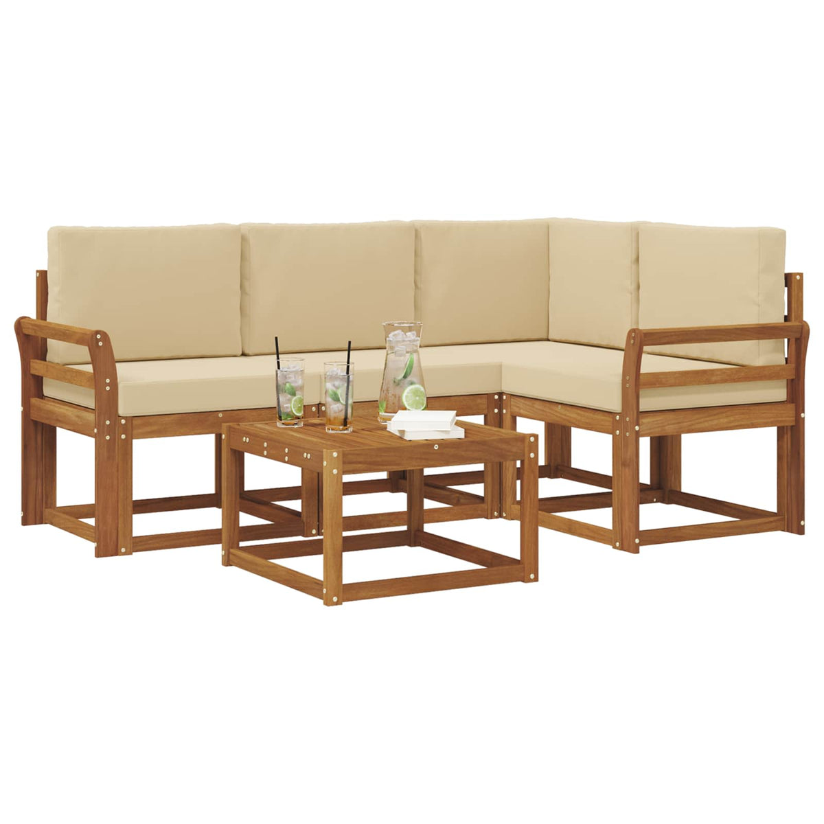 Set vanjskih sofa 5 kom. Prirodna i bež