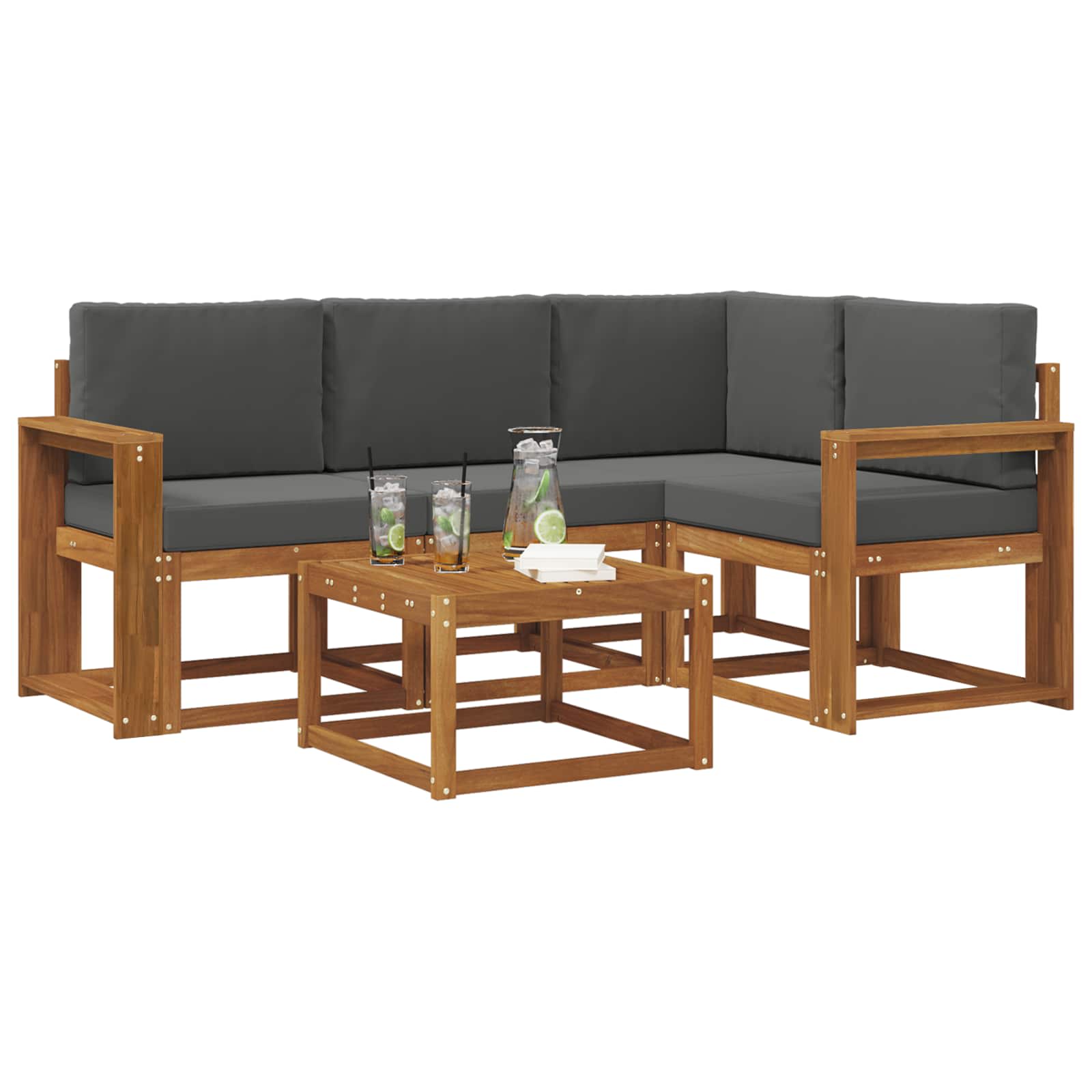 Set vanjskih sofa s jastukom 5 pcs Prirodna i antracit