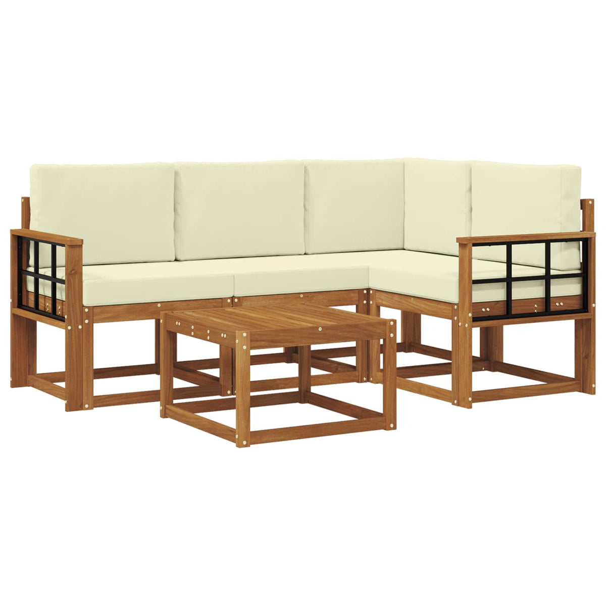 Set vanjskih sofa 5 kom. Prirodna i krem