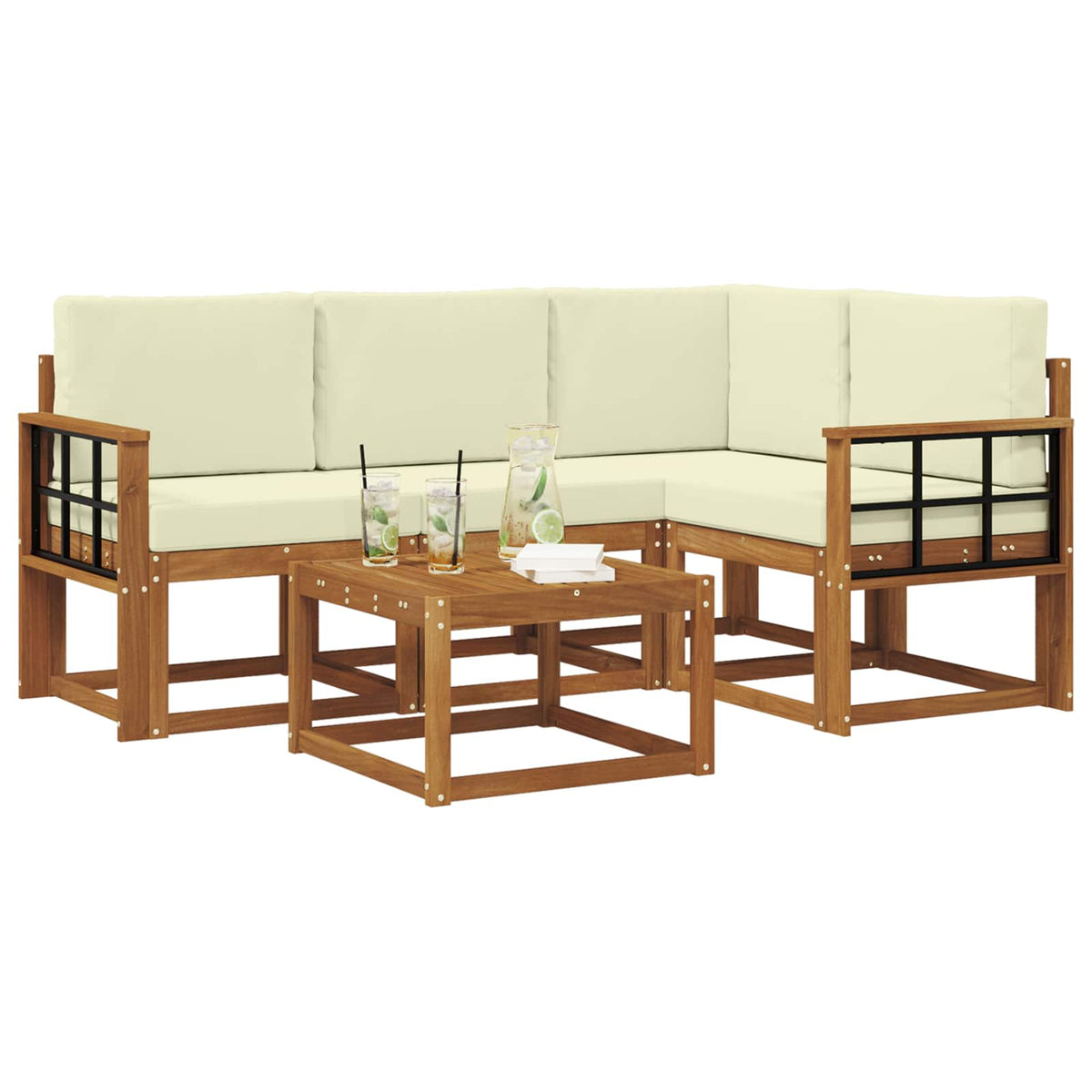 Set vanjskih sofa 5 kom. Prirodna i krem
