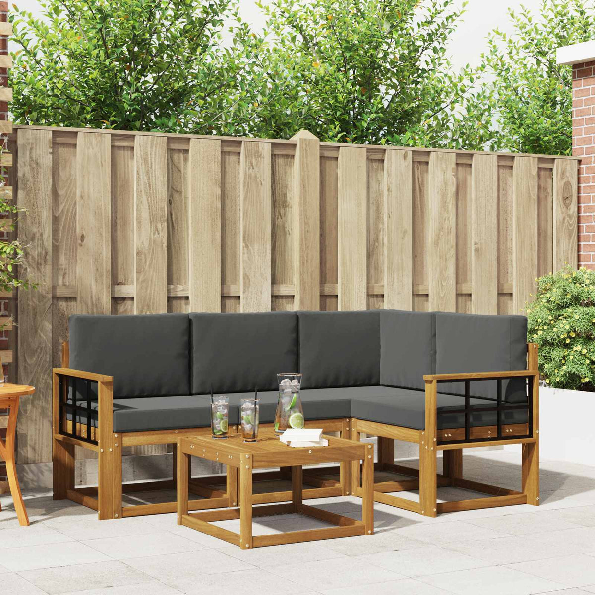 Set vanjskih sofa 5 kom. Prirodna i antracit