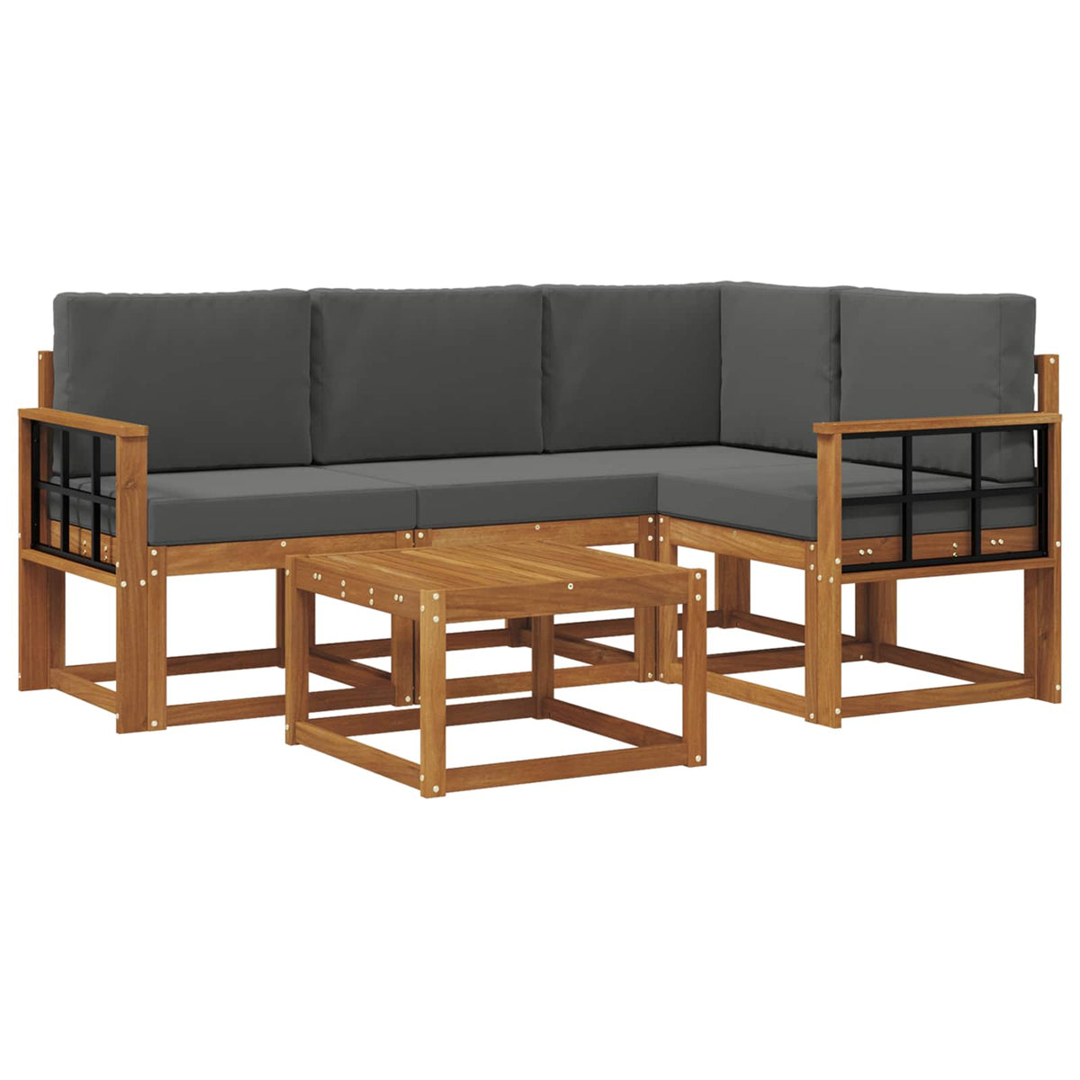 Set vanjskih sofa 5 kom. Prirodna i antracit
