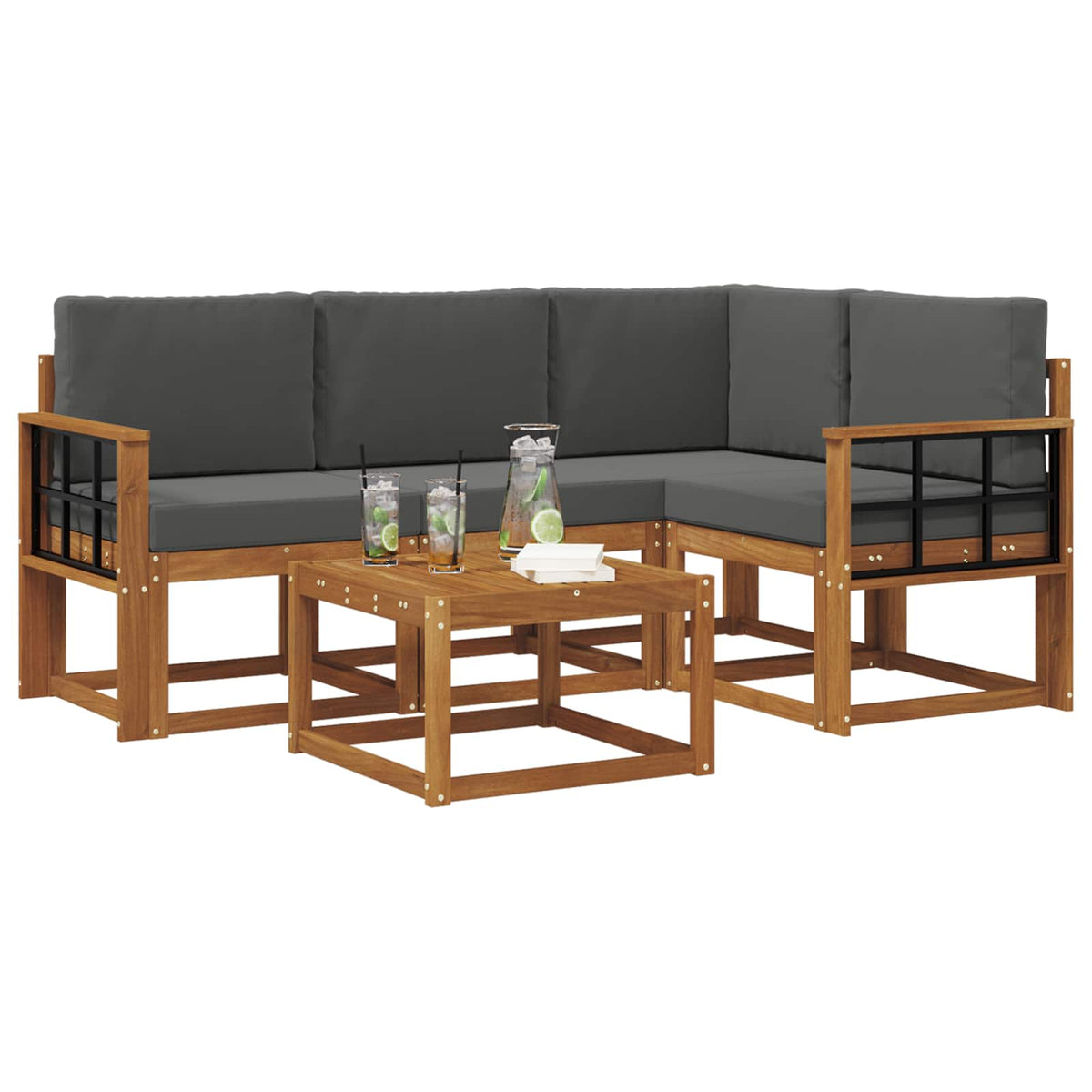 Set vanjskih sofa 5 kom. Prirodna i antracit