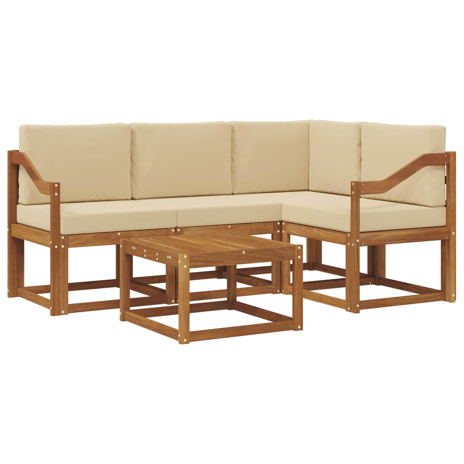 Set vanjskih sofa s jastukom 5 pcs Prirodna i bež