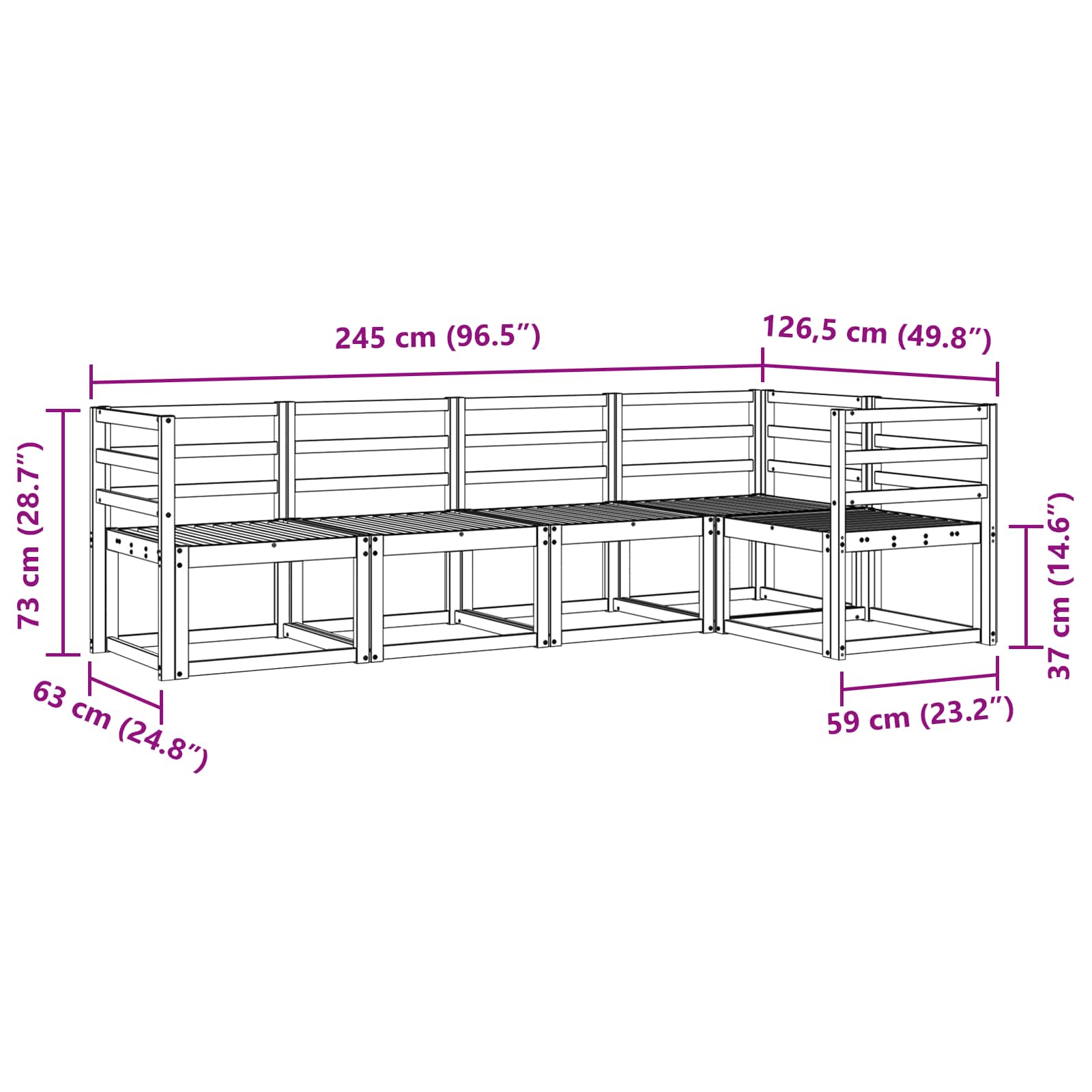 Set vanjskih sofa 5 pcs Prirodna