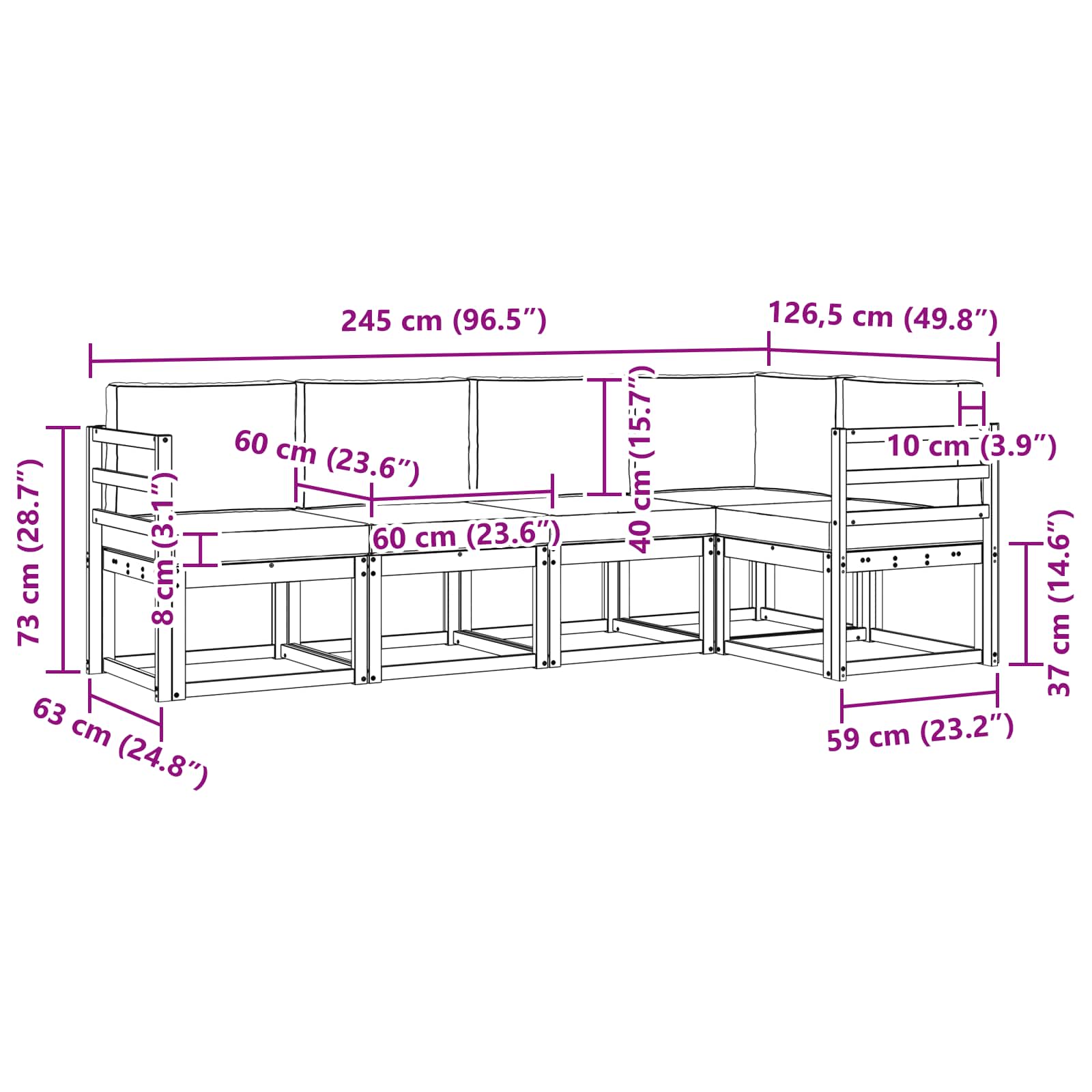 Set vanjskih sofa s jastukom 5 pcs Prirodna i antracit