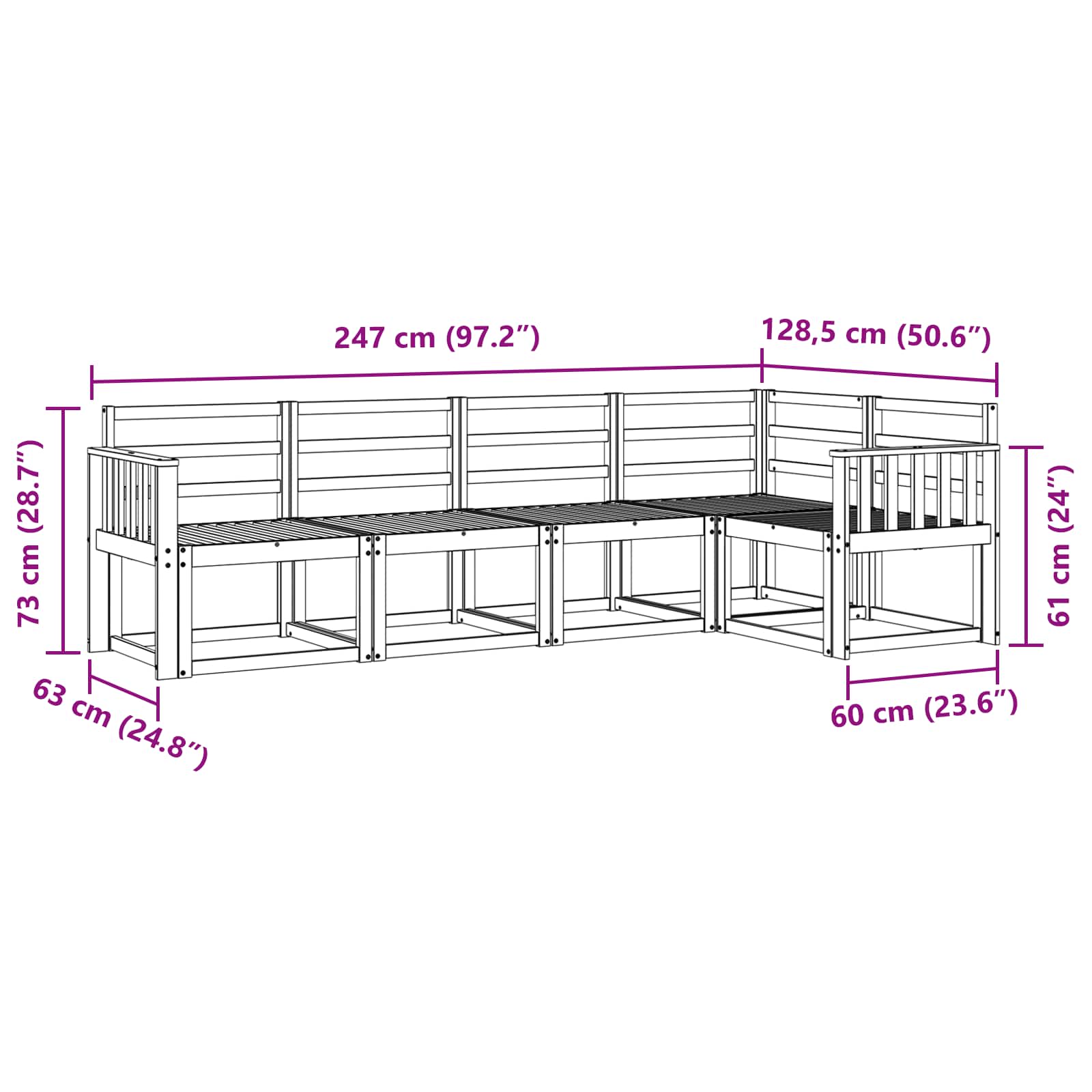 Set vanjskih sofa 5 pcs Prirodna