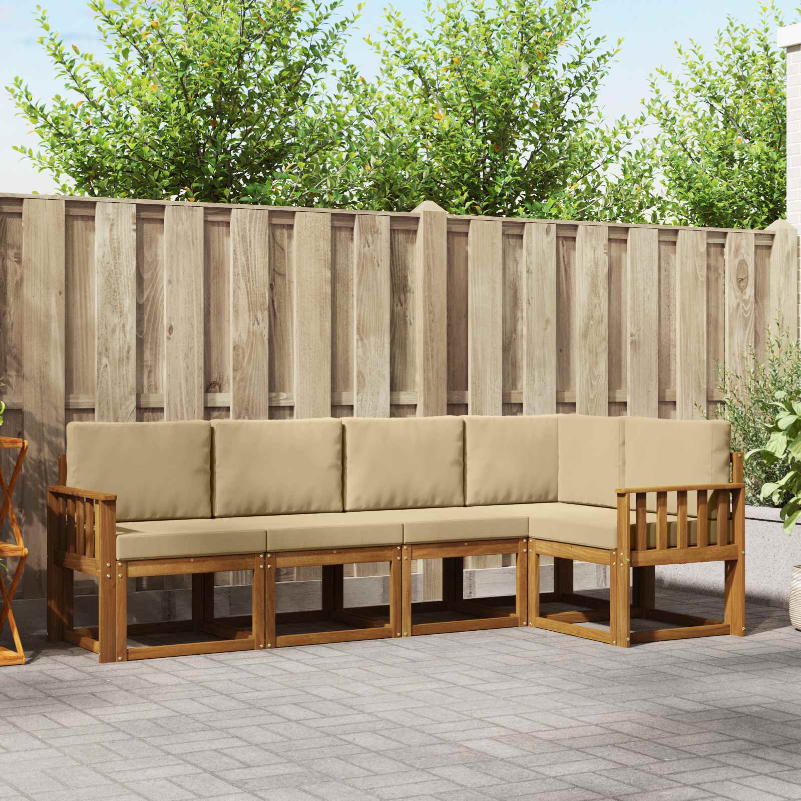 Set vanjskih sofa s jastukom 5 pcs Prirodna i bež