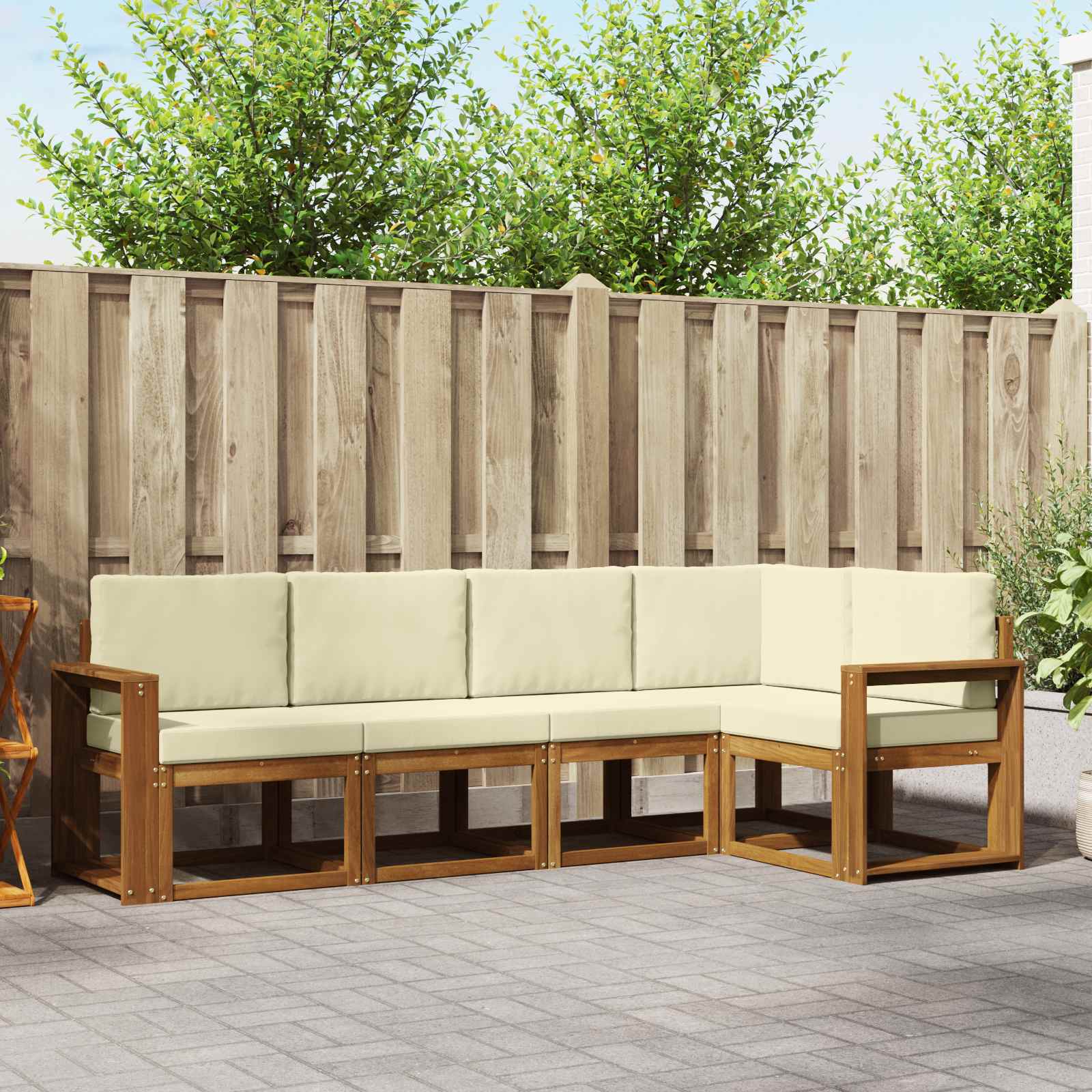Set vanjskih sofa s jastukom 5 pcs Prirodna i krem