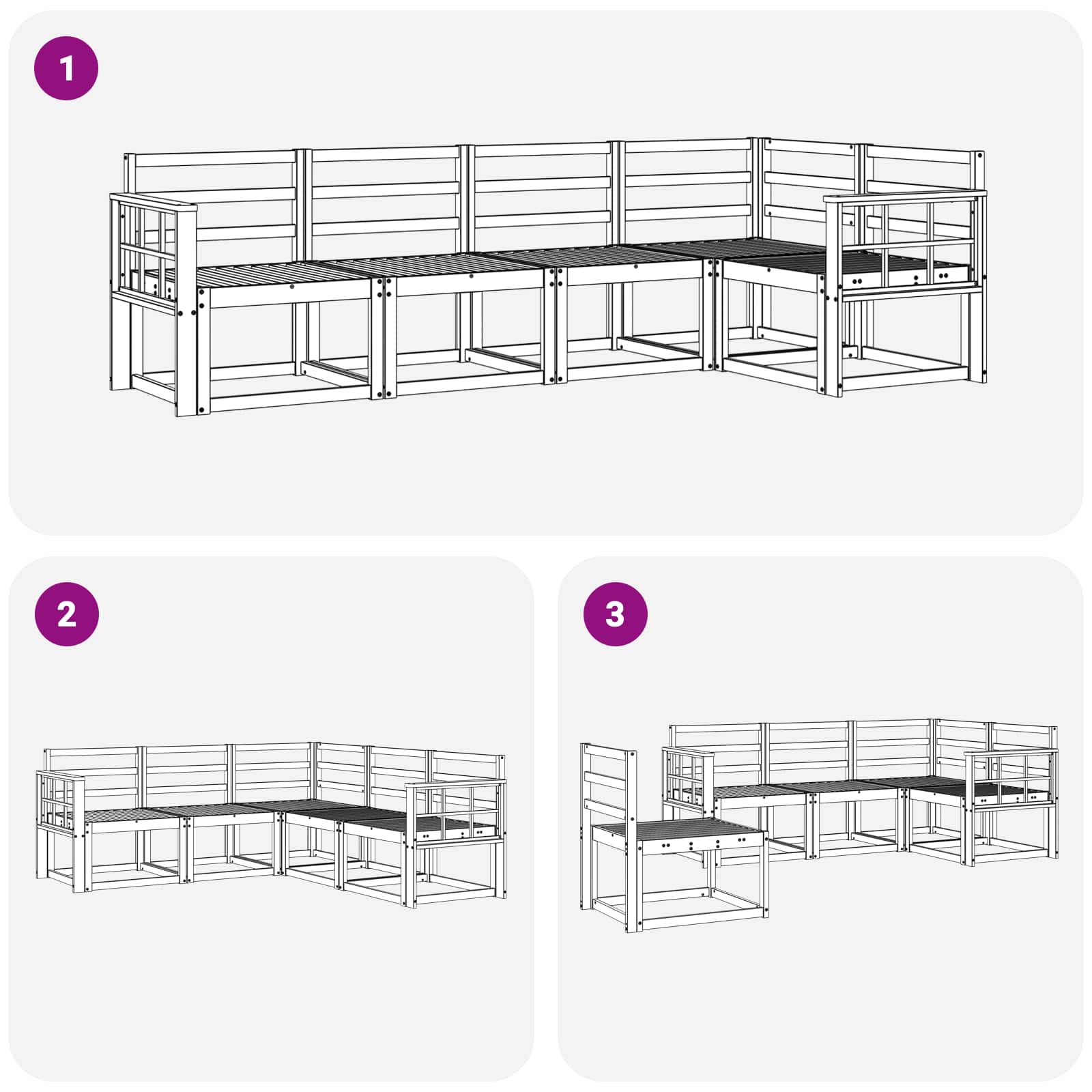 Set vanjskih sofa 5 pcs Prirodna