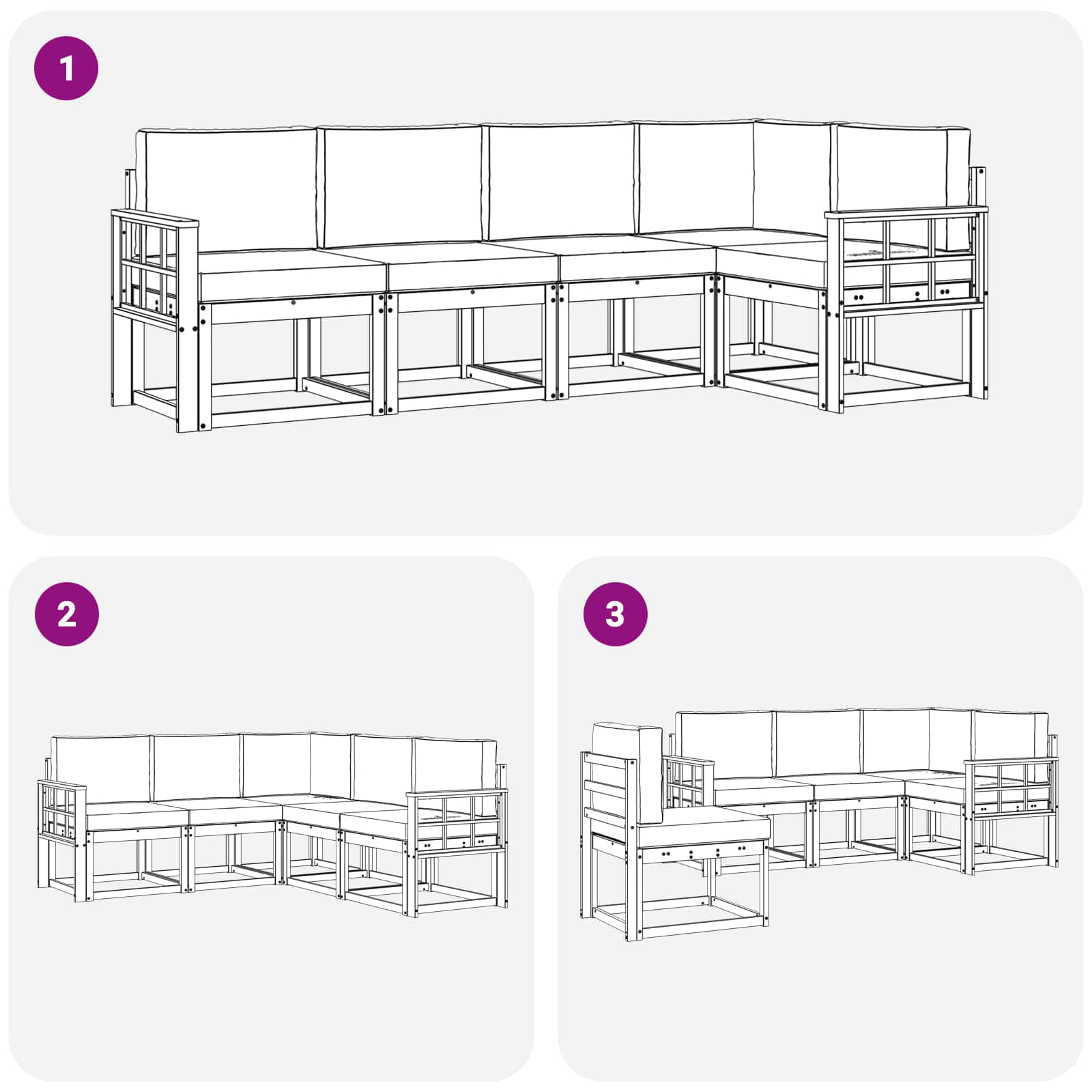 Set vanjskih sofa s jastukom 5 pcs Prirodna i krem