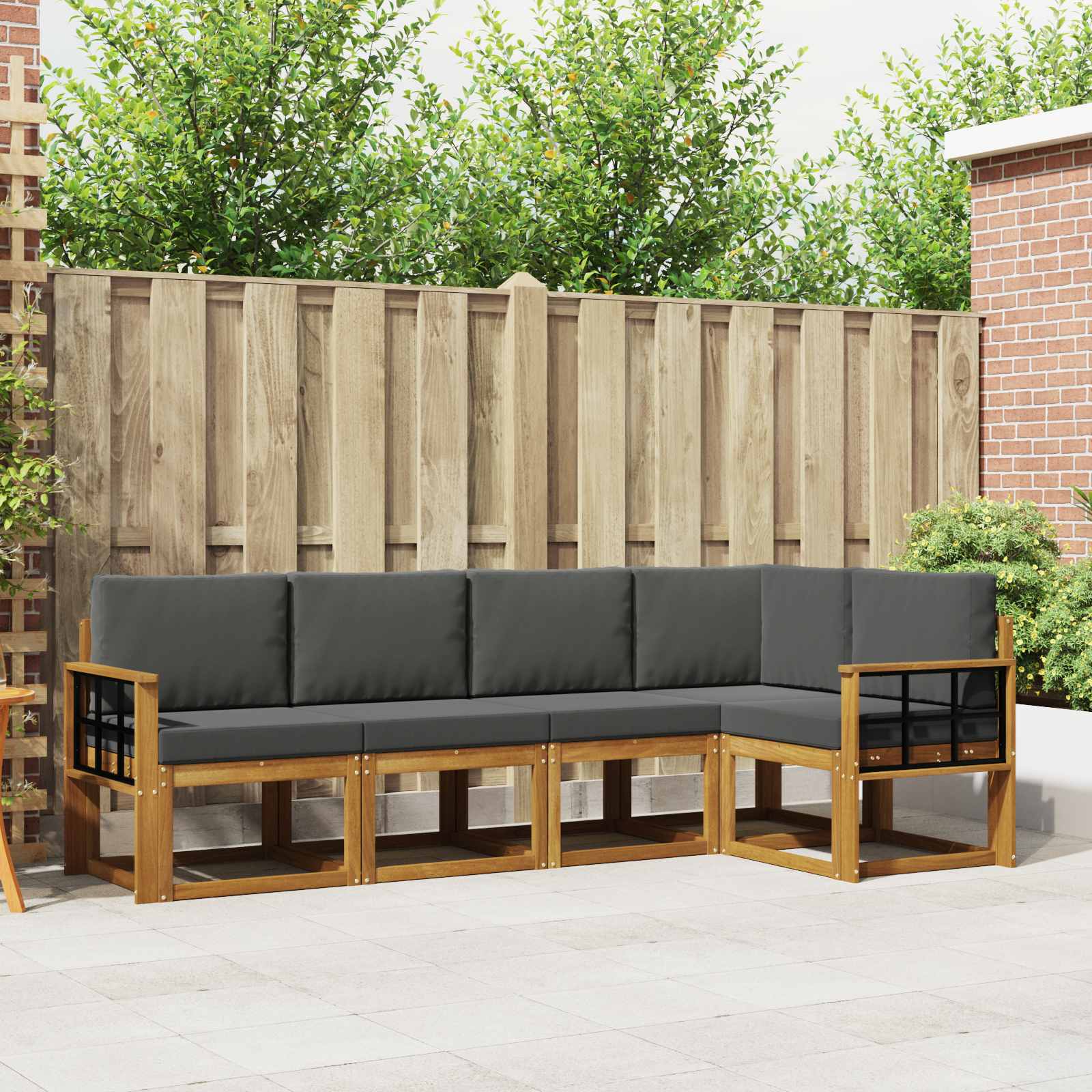 Set vanjskih sofa s jastukom 5 pcs Prirodna i antracit
