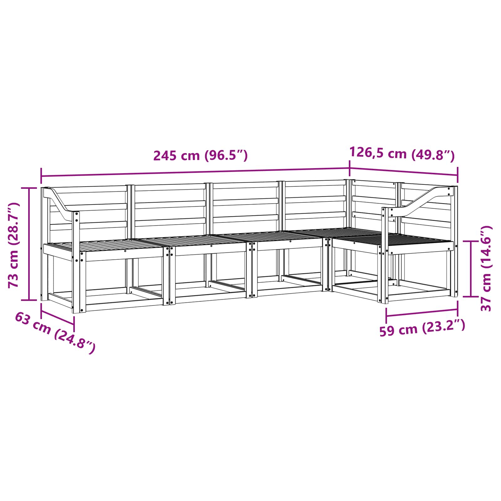 Set vanjskih sofa 5 pcs Prirodna