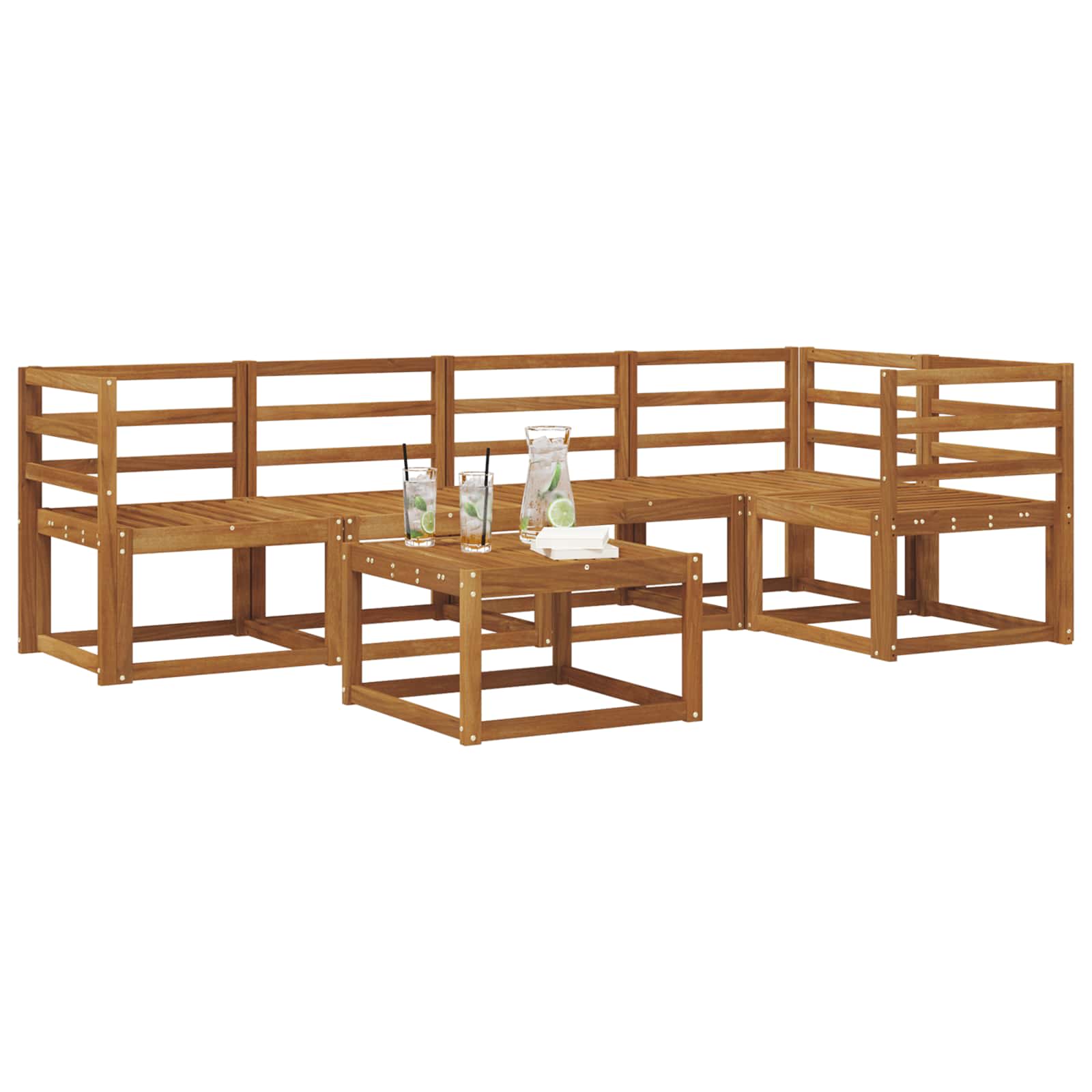 Set vanjskih sofa 6 pcs Prirodna Čvrsto drvo akacije