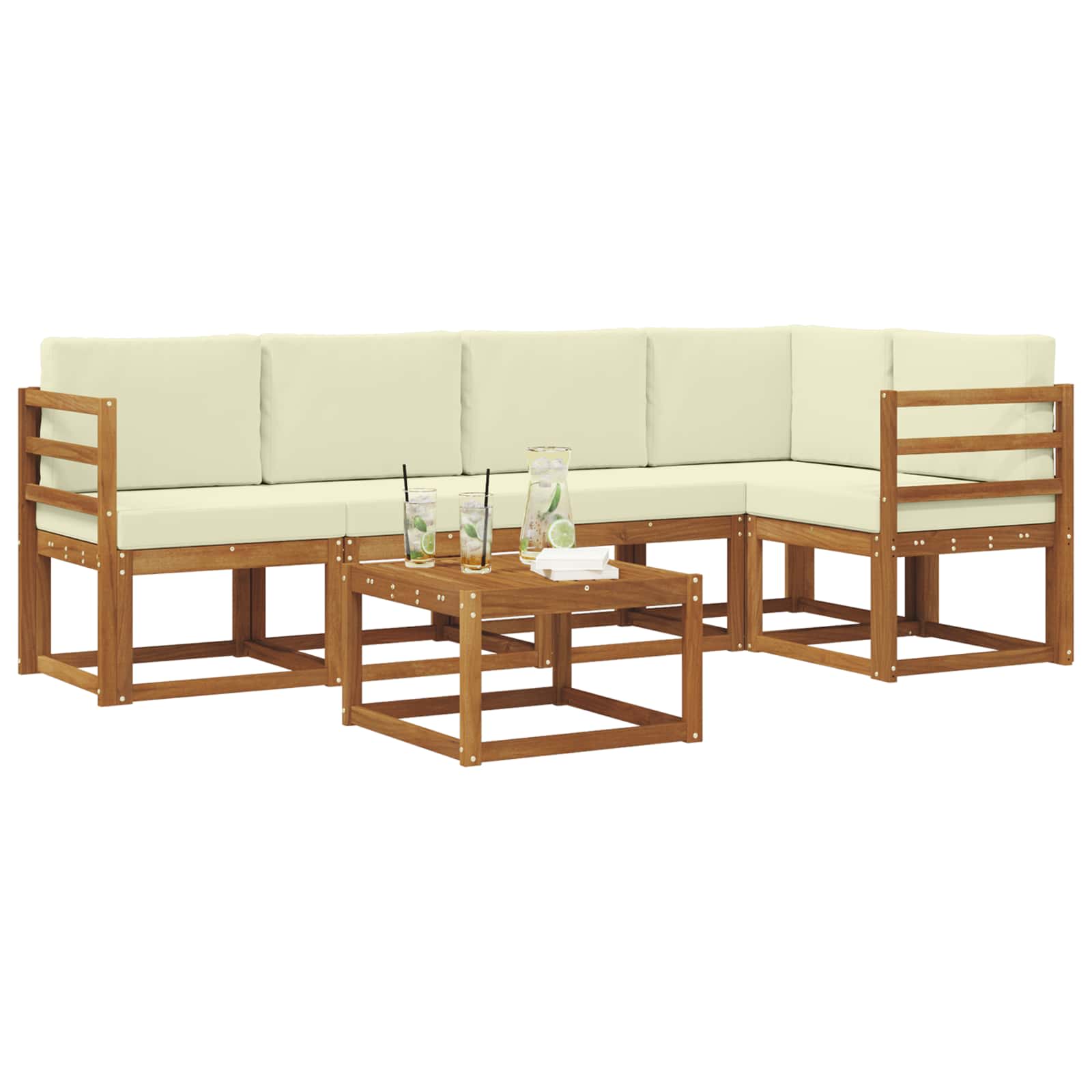 Set vanjskih sofa s jastukom 6 pcs Prirodna i krem