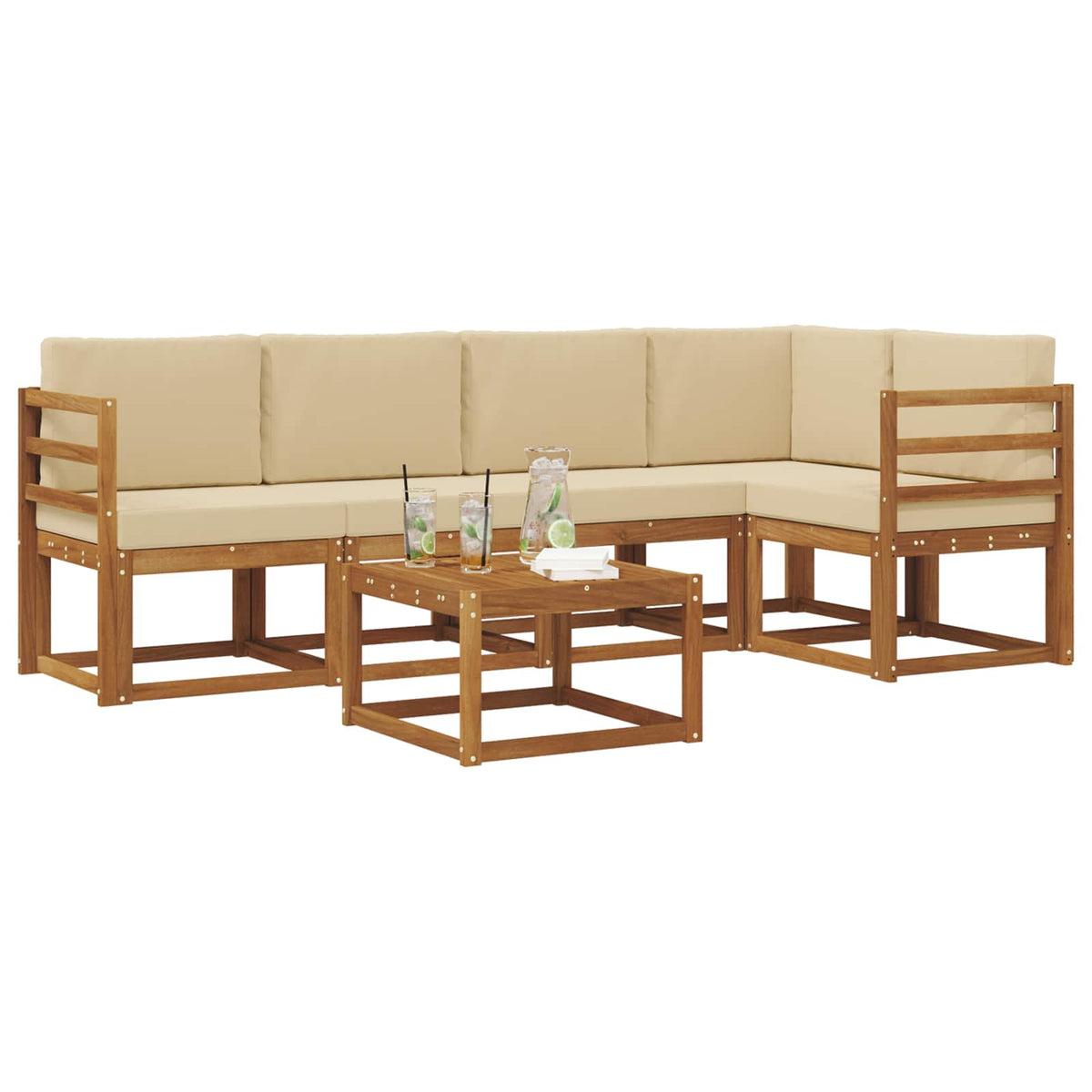 Set vanjskih sofa 6 kom. Prirodna i bež