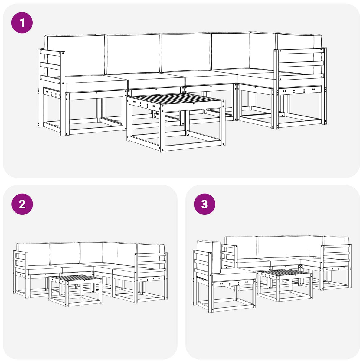 Set vanjskih sofa 6 kom. Prirodna i bež