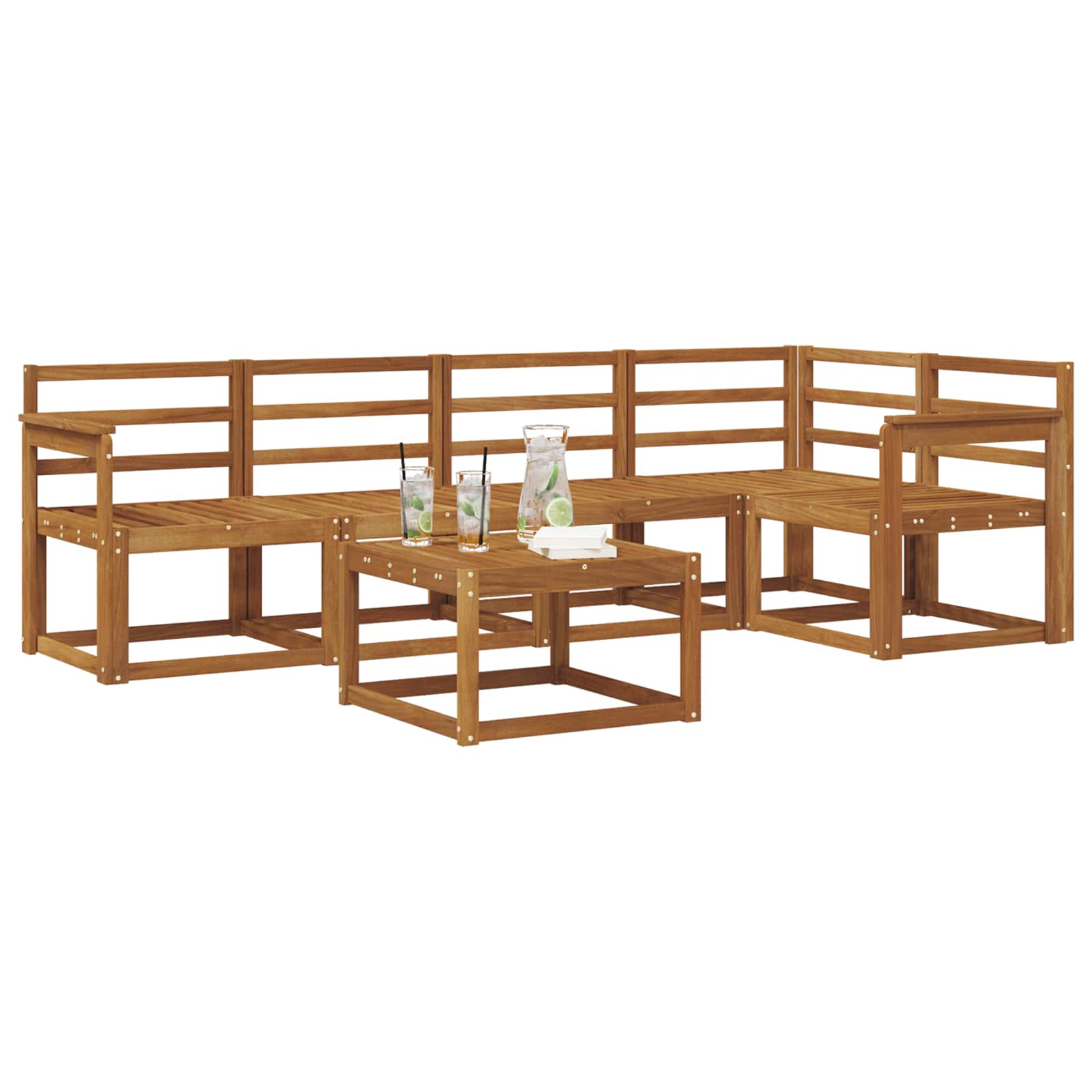 Set vanjskih sofa 6 pcs Prirodna Čvrsto drvo akacije