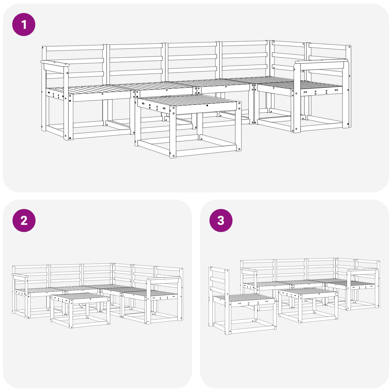 Set vanjskih sofa 6 pcs Prirodna Čvrsto drvo akacije