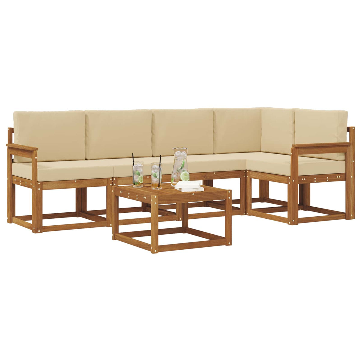Set vanjskih sofa 6 kom. Prirodna i bež