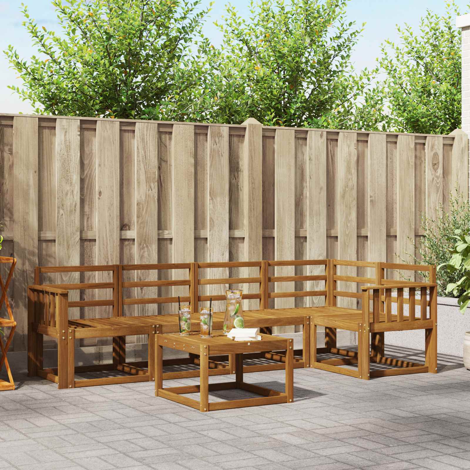 Set vanjskih sofa 6 pcs Prirodna Čvrsto drvo akacije
