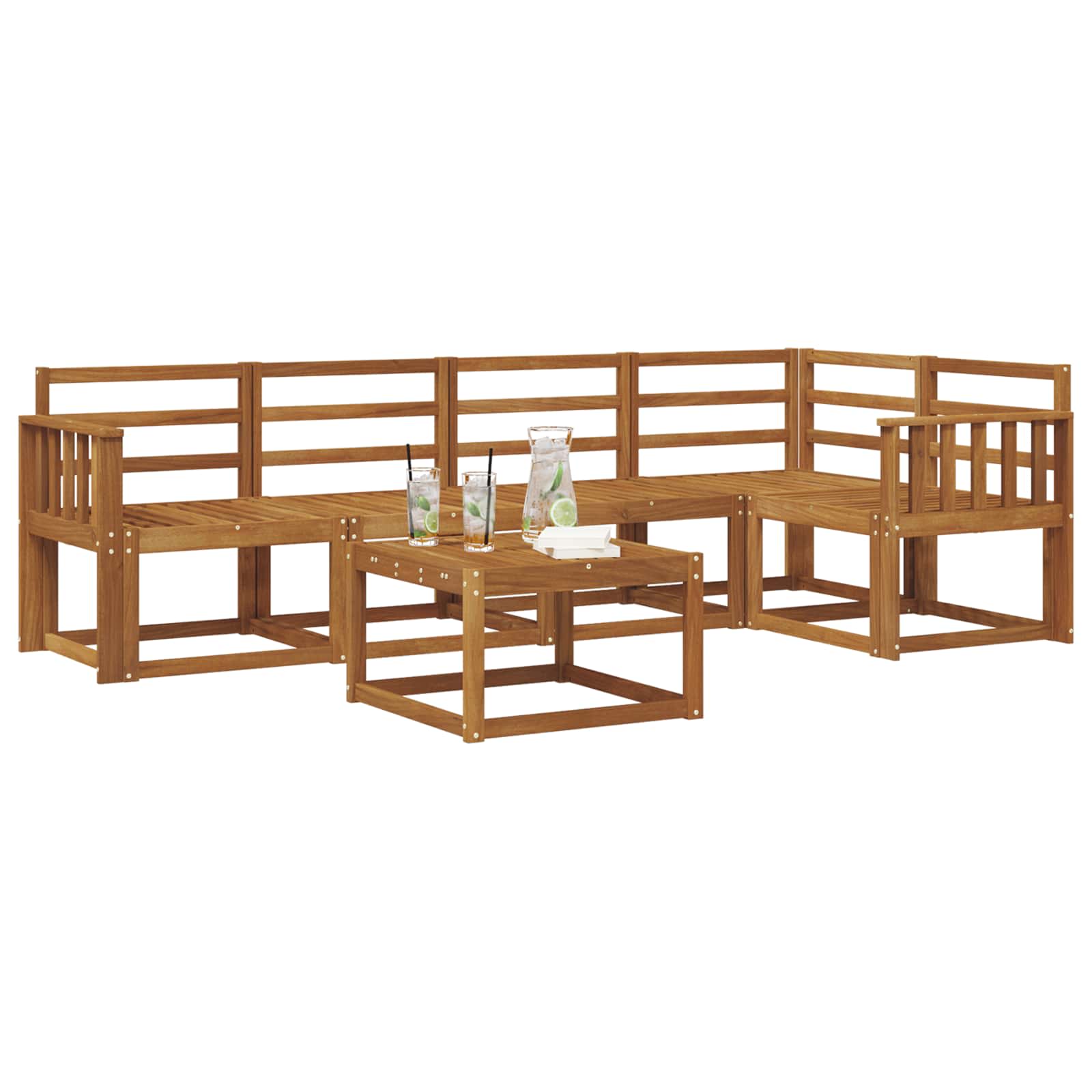 Set vanjskih sofa 6 pcs Prirodna Čvrsto drvo akacije
