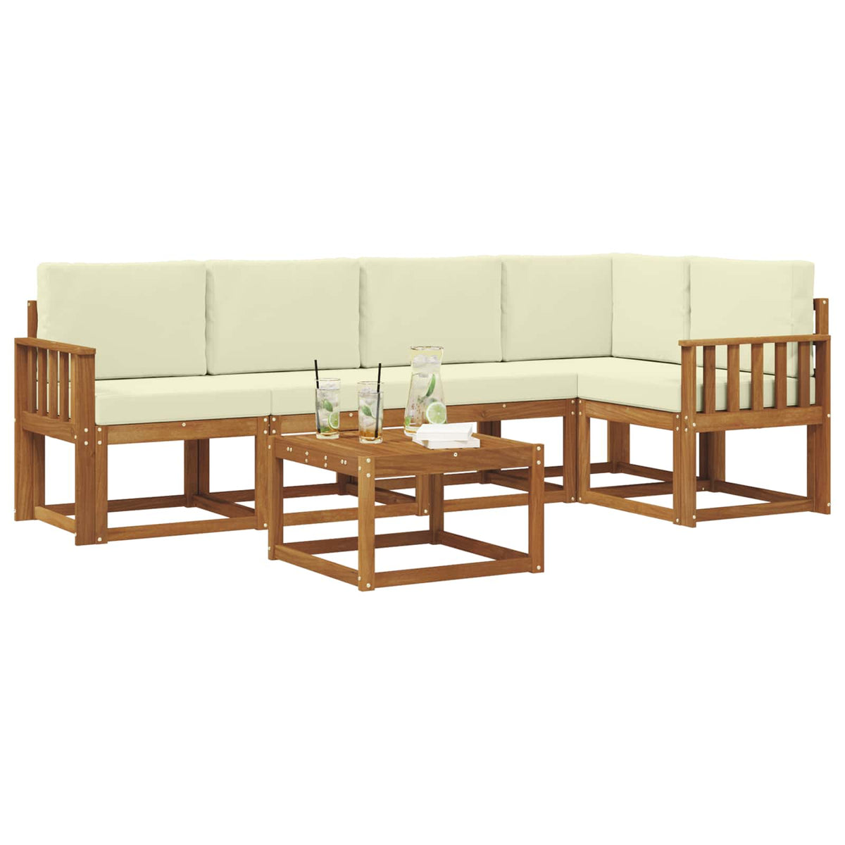 Set vanjskih sofa 6 kom. Prirodna i krem