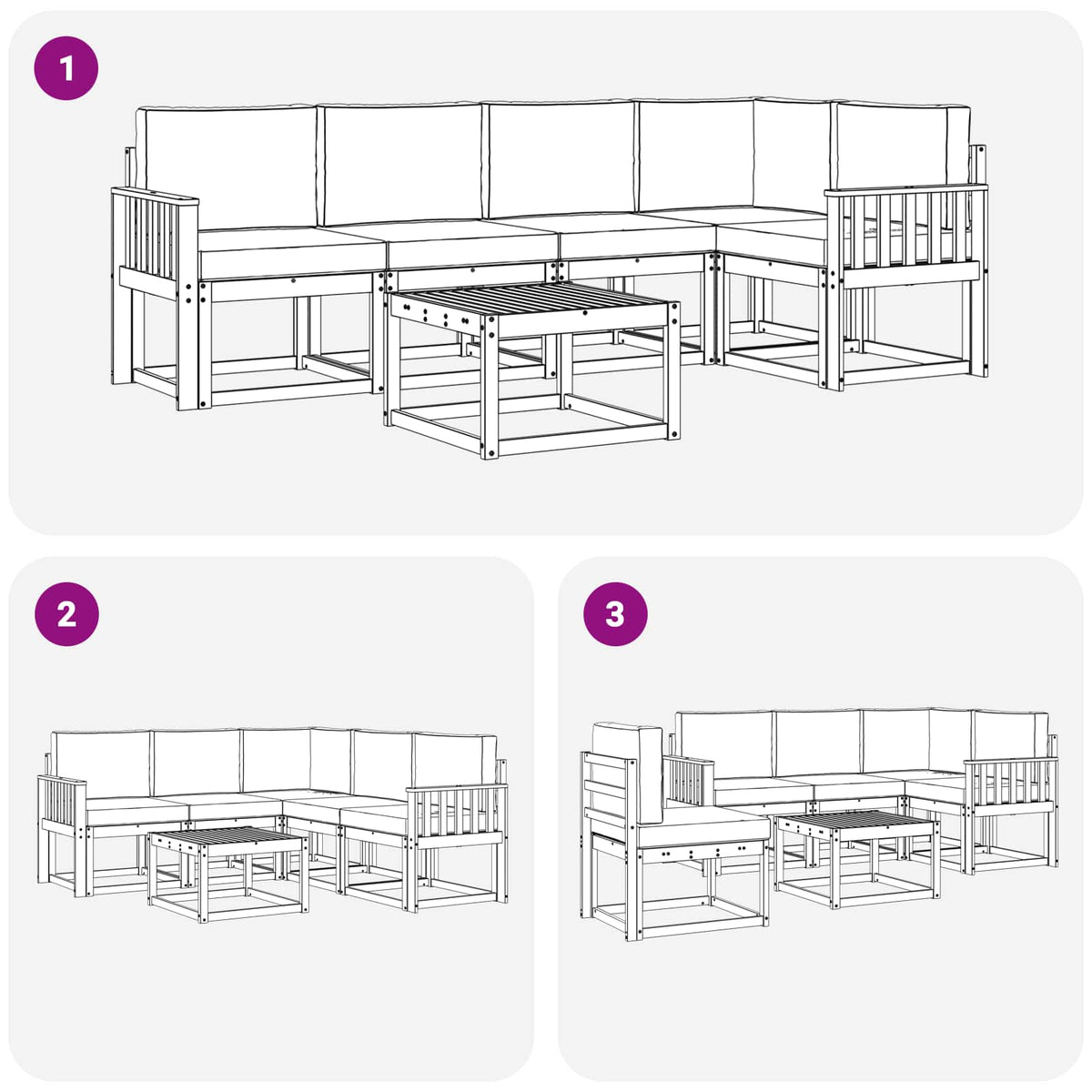 Set vanjskih sofa 6 kom. Prirodna i antracit