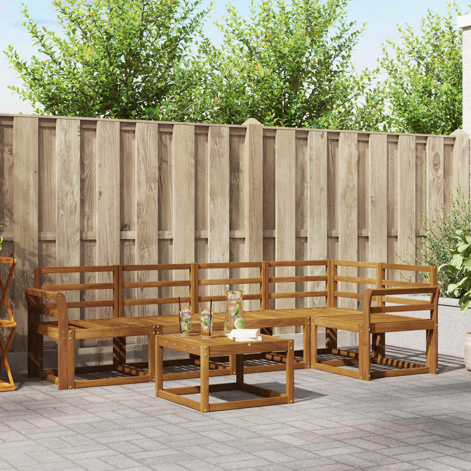 Set vanjskih sofa 6 pcs Prirodna Čvrsto drvo akacije