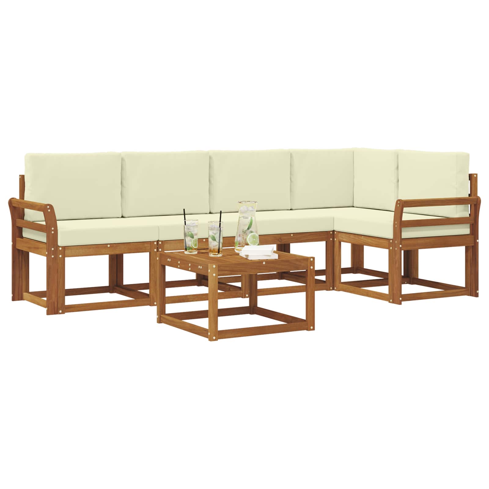 Set vanjskih sofa s jastukom 6 pcs Prirodna i krem
