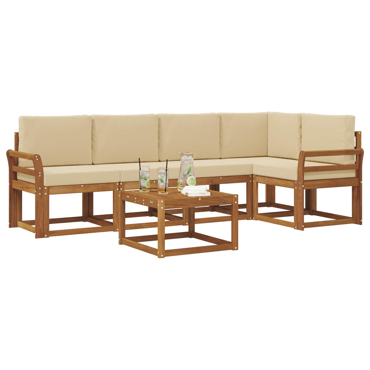 Set vanjskih sofa 6 kom. Prirodna i bež
