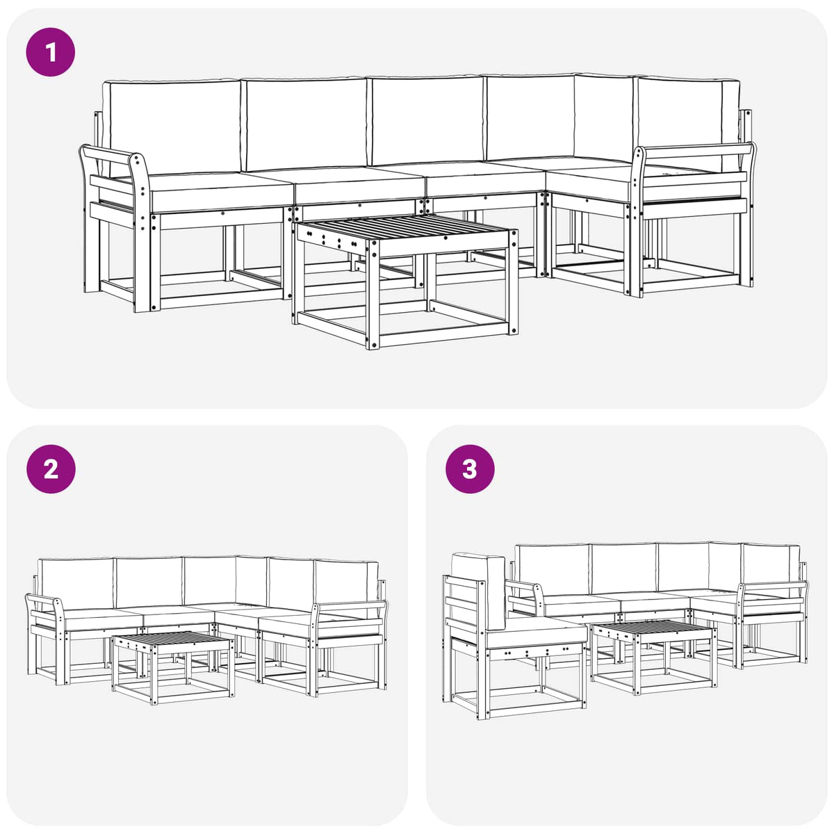 Set vanjskih sofa 6 kom. Prirodna i bež