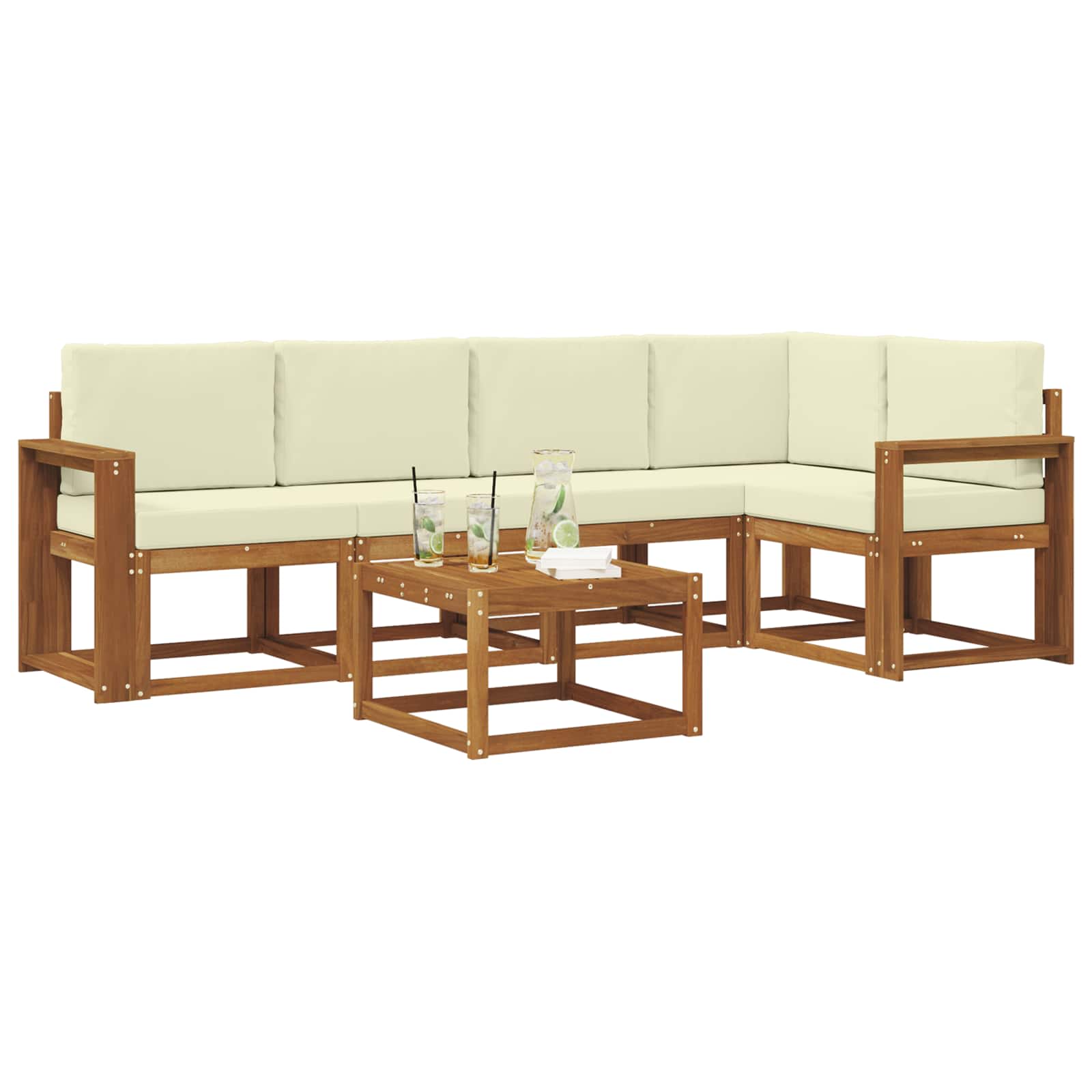 Set vanjskih sofa s jastukom 6 pcs Prirodna i krem