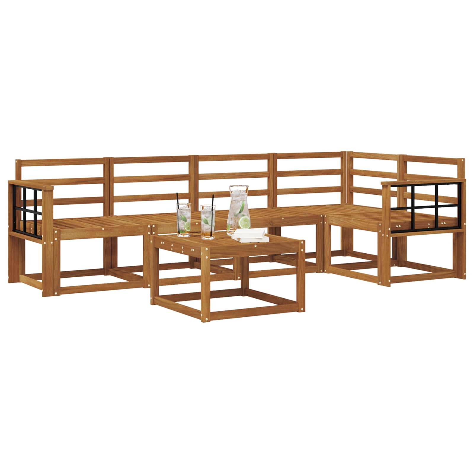 Set vanjskih sofa 6 pcs Prirodna Čvrsto drvo akacije