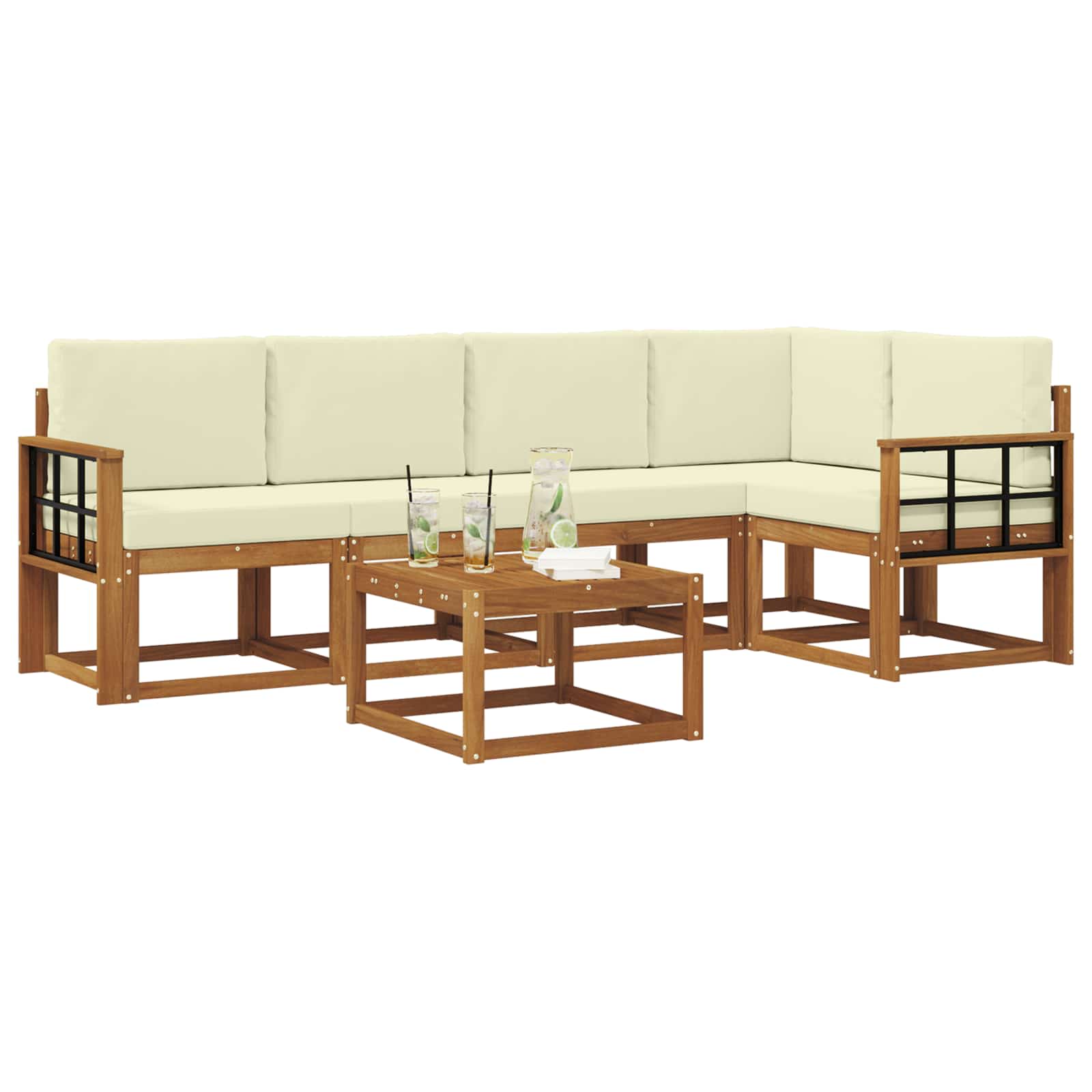 Set vanjskih sofa 6 kom. Prirodna i krem