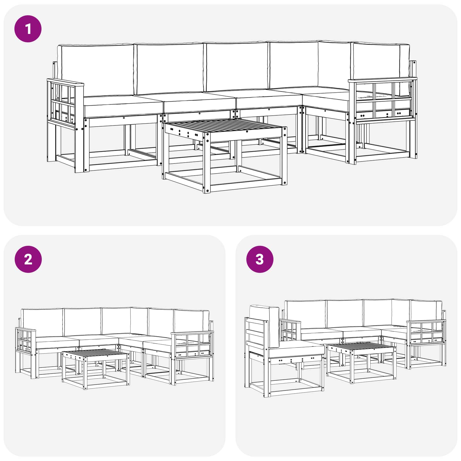 Set vanjskih sofa 6 kom. Prirodna i krem