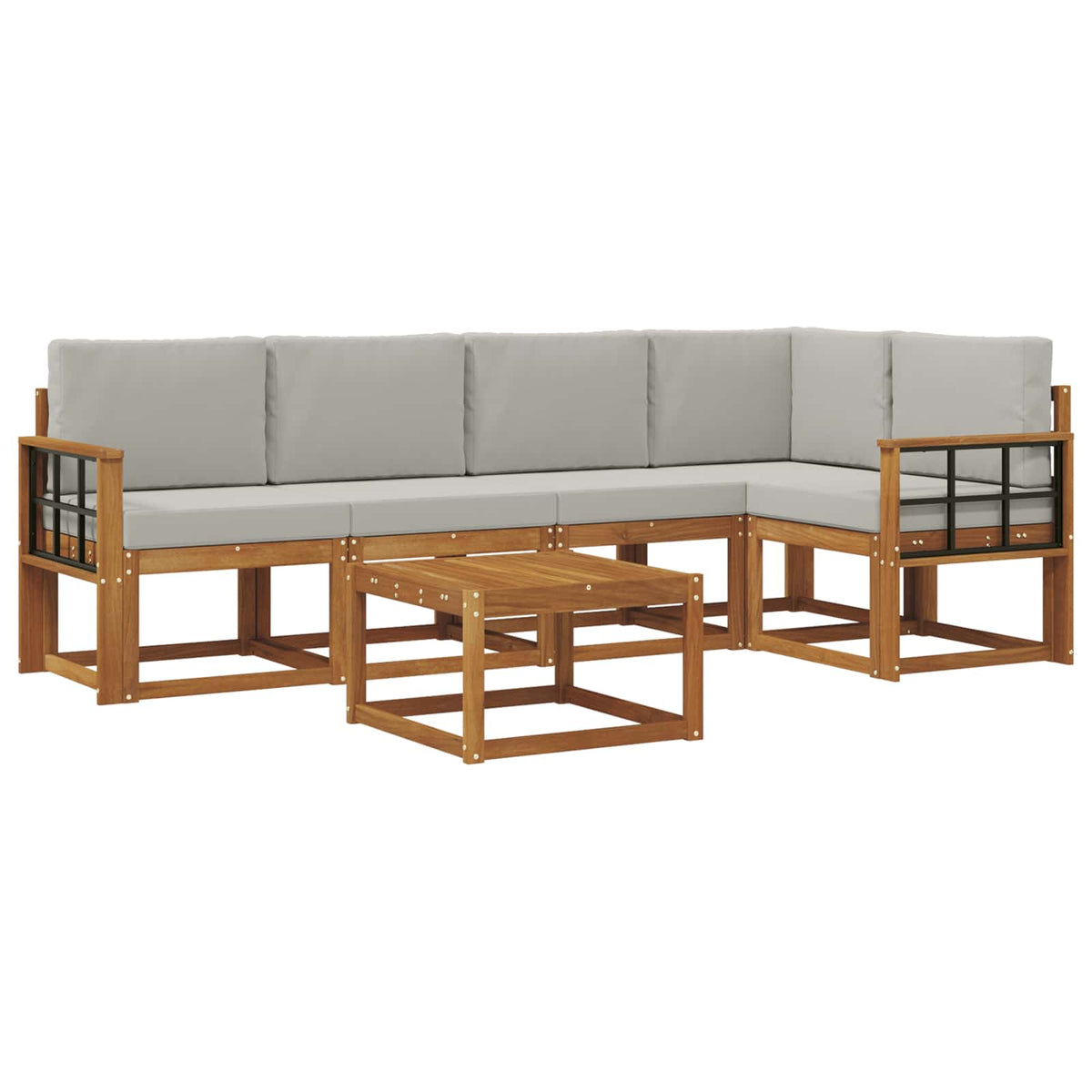 Set vanjskih sofa 6 kom. Prirodna i svijetlo siva