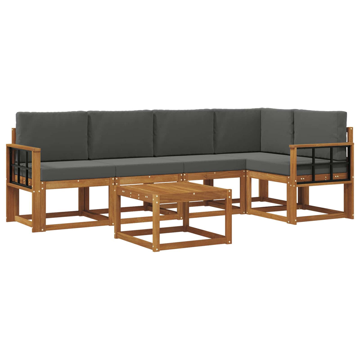 Set vanjskih sofa 6 kom. Prirodna i antracit