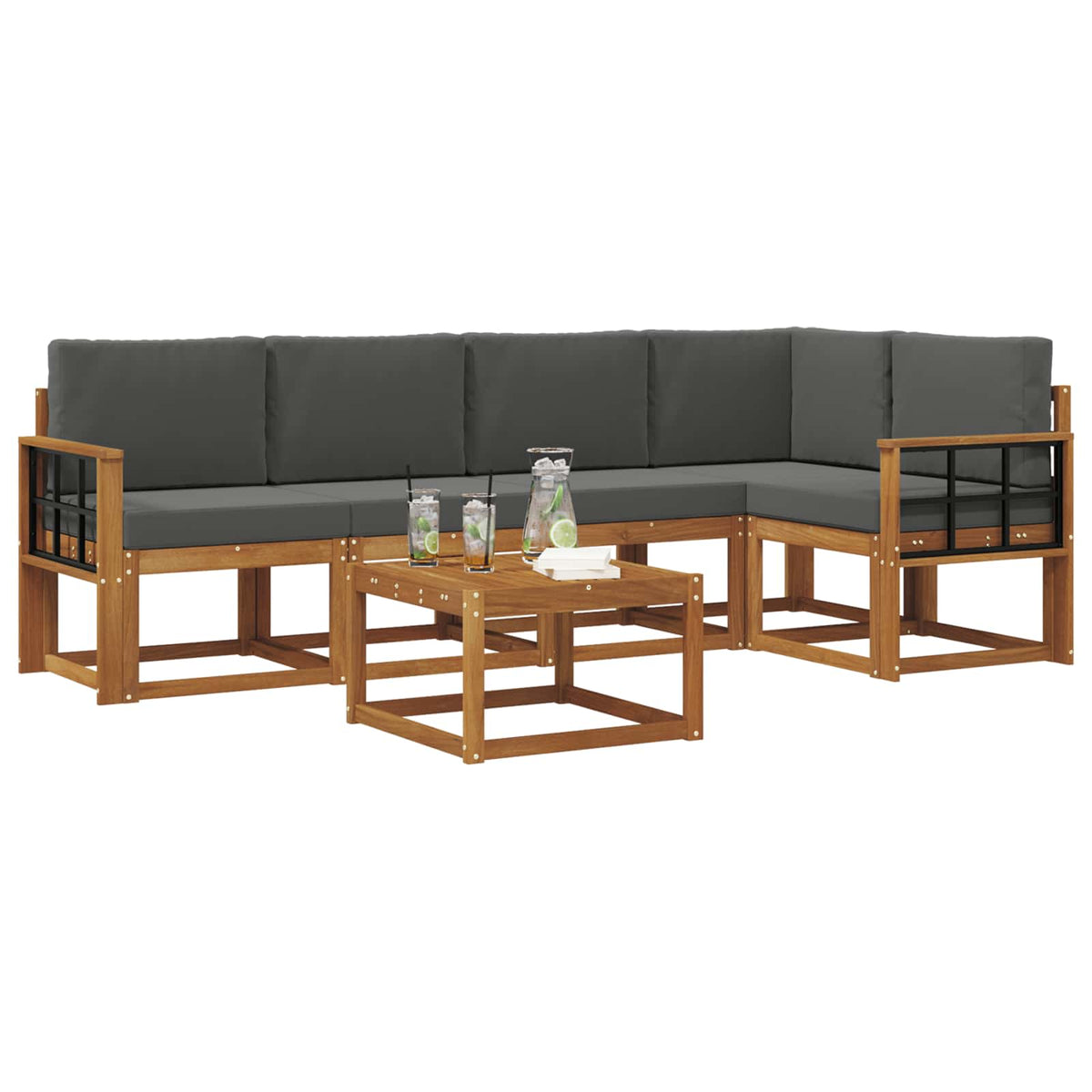 Set vanjskih sofa 6 kom. Prirodna i antracit