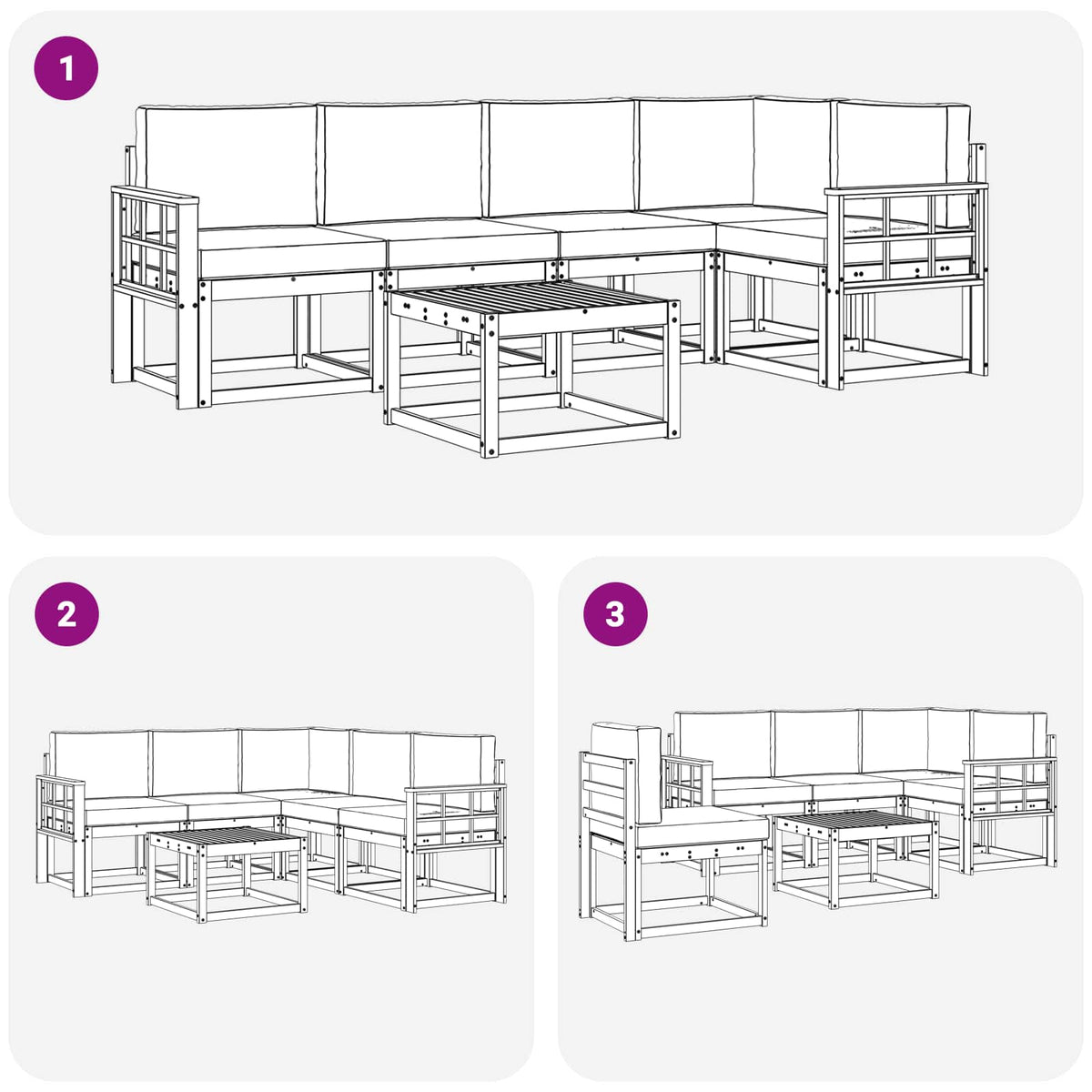 Set vanjskih sofa 6 kom. Prirodna i antracit