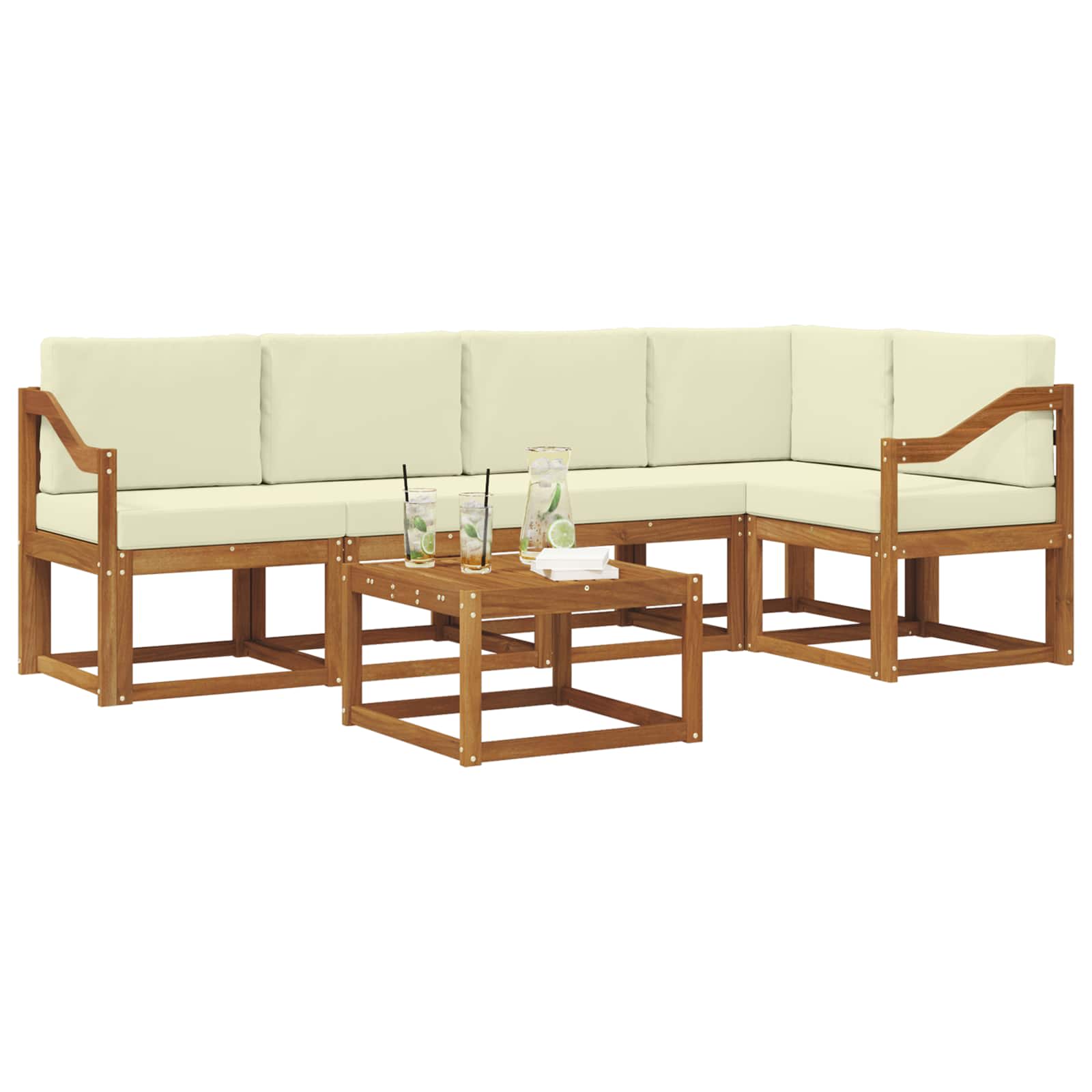 Set vanjskih sofa s jastukom 6 pcs Prirodna i krem
