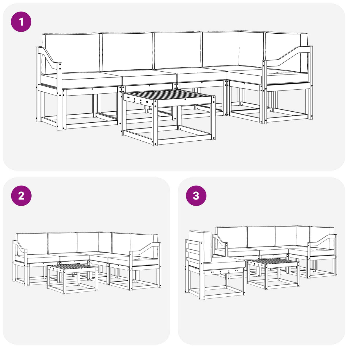 Set vanjskih sofa 6 kom. Prirodna i krem