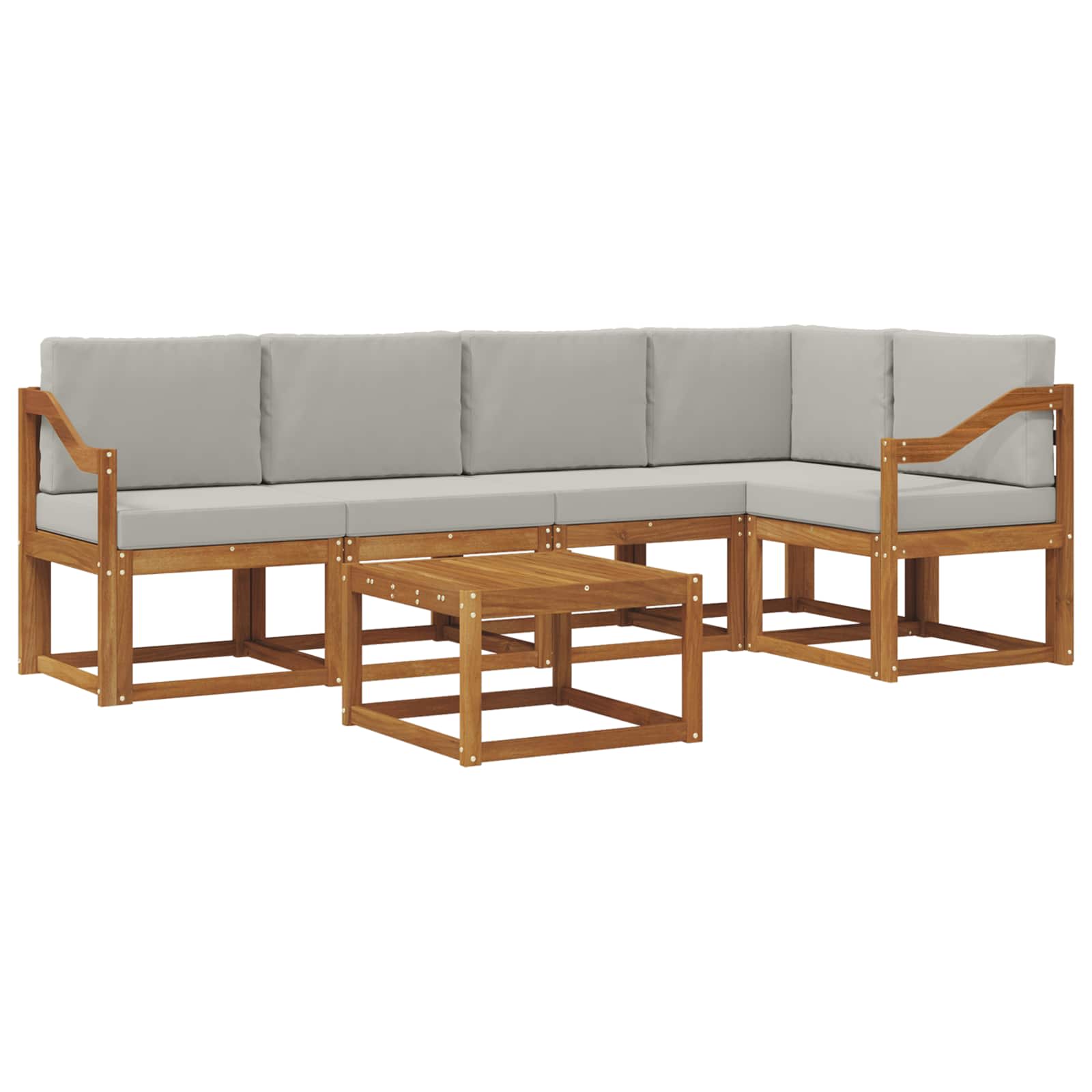 Set vanjskih sofa s jastukom 6 pcs Prirodna i svijetlo siva