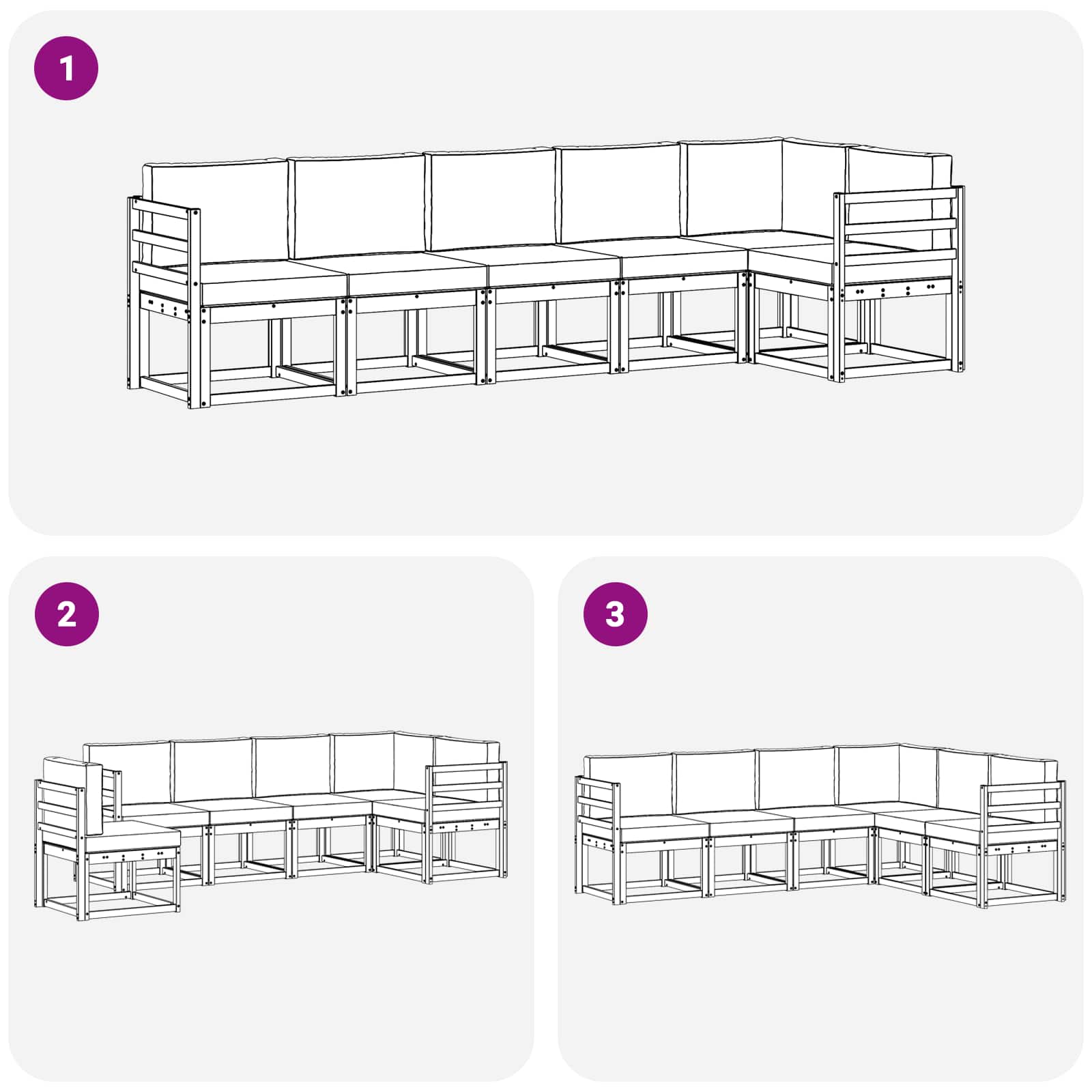 Set vanjskih sofa s jastukom 6 pcs Prirodna i krem