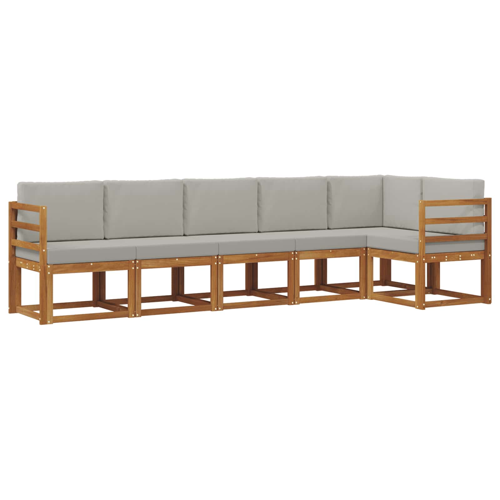 Set vanjskih sofa s jastukom 6 pcs Prirodna i svijetlo siva