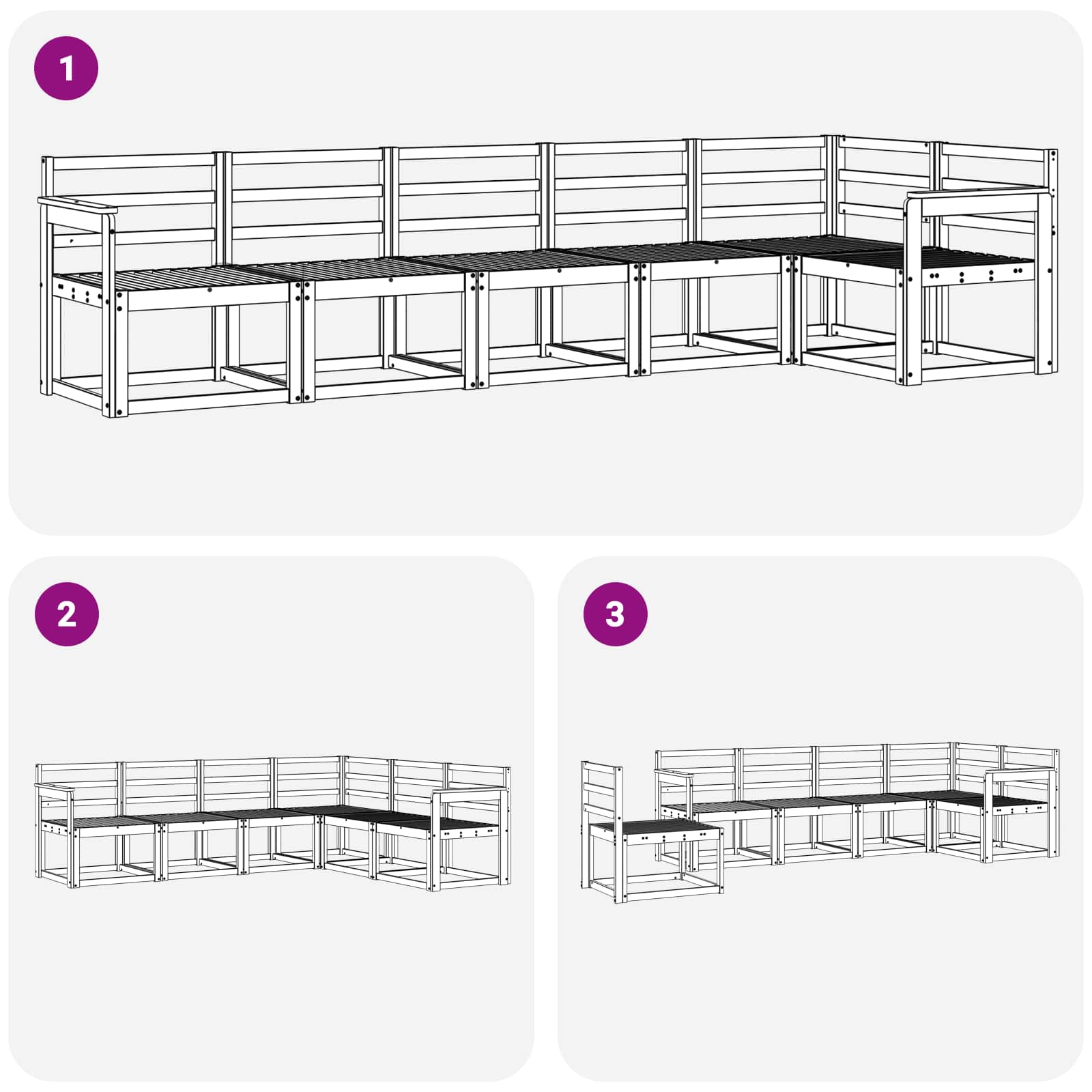 Set vanjskih sofa 6 pcs Prirodna Čvrsto drvo akacije