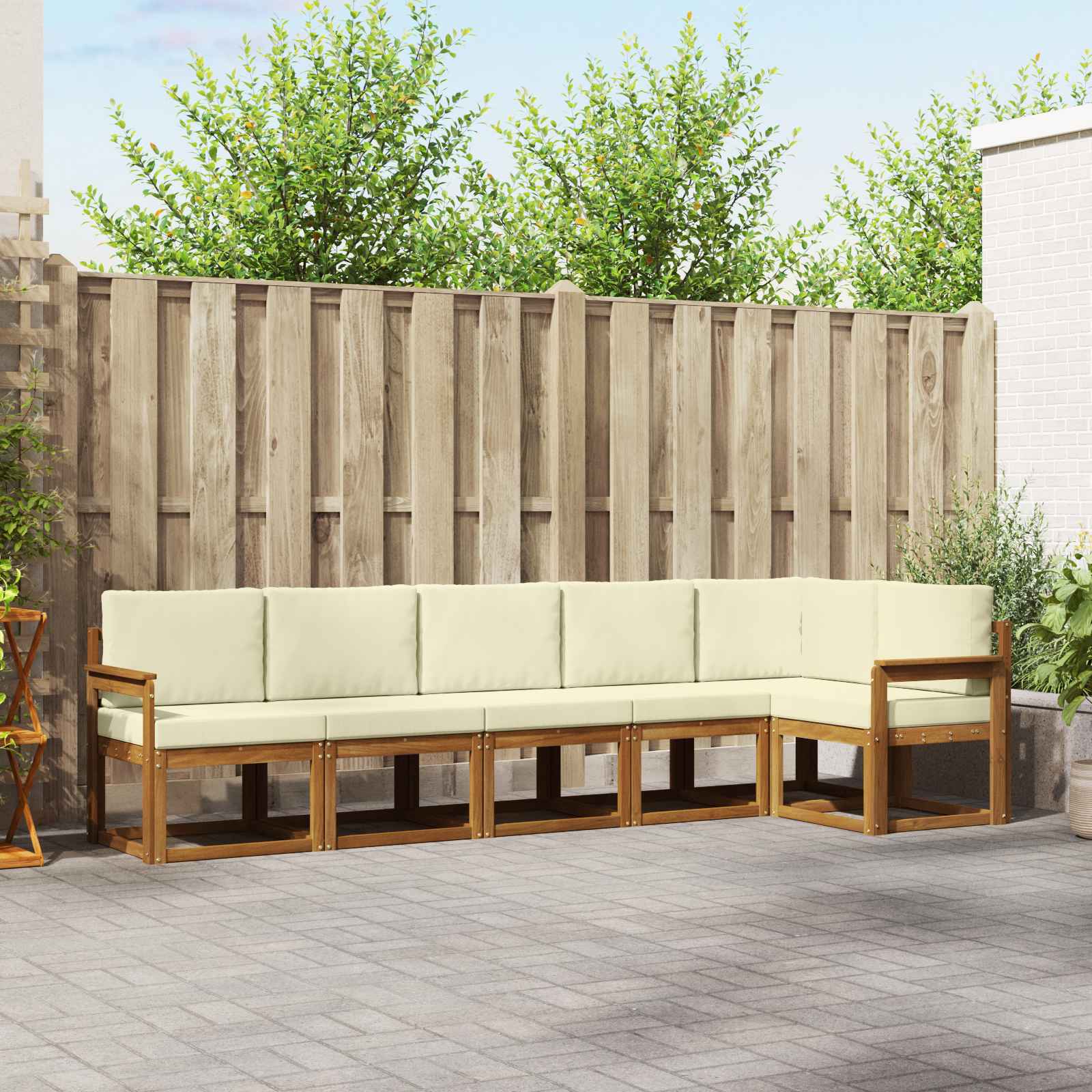 Set vanjskih sofa s jastukom 6 pcs Prirodna i krem